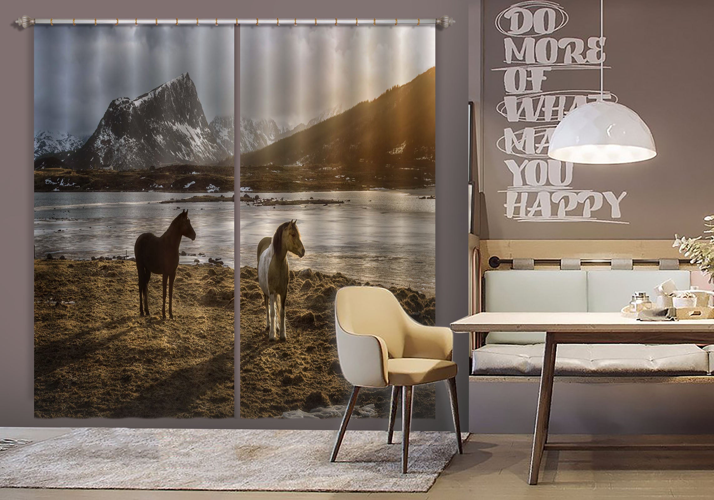 3D Prairie Horse 159 Marco Carmassi Curtain Curtains Drapes