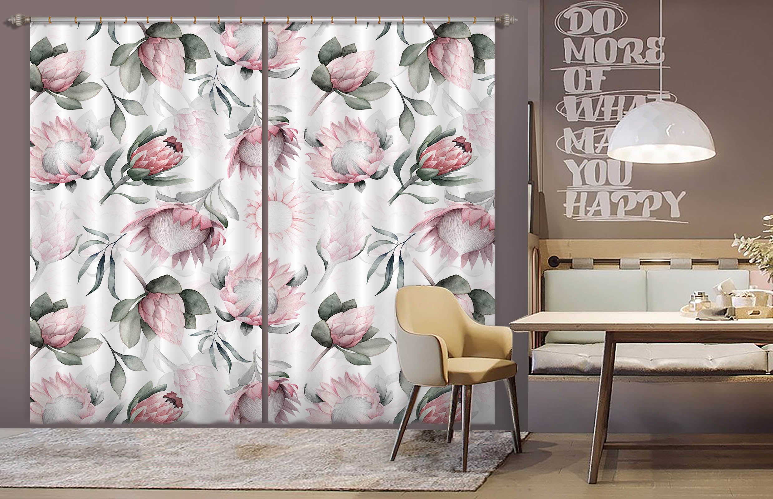 3D Pink Flower 244 Uta Naumann Curtain Curtains Drapes