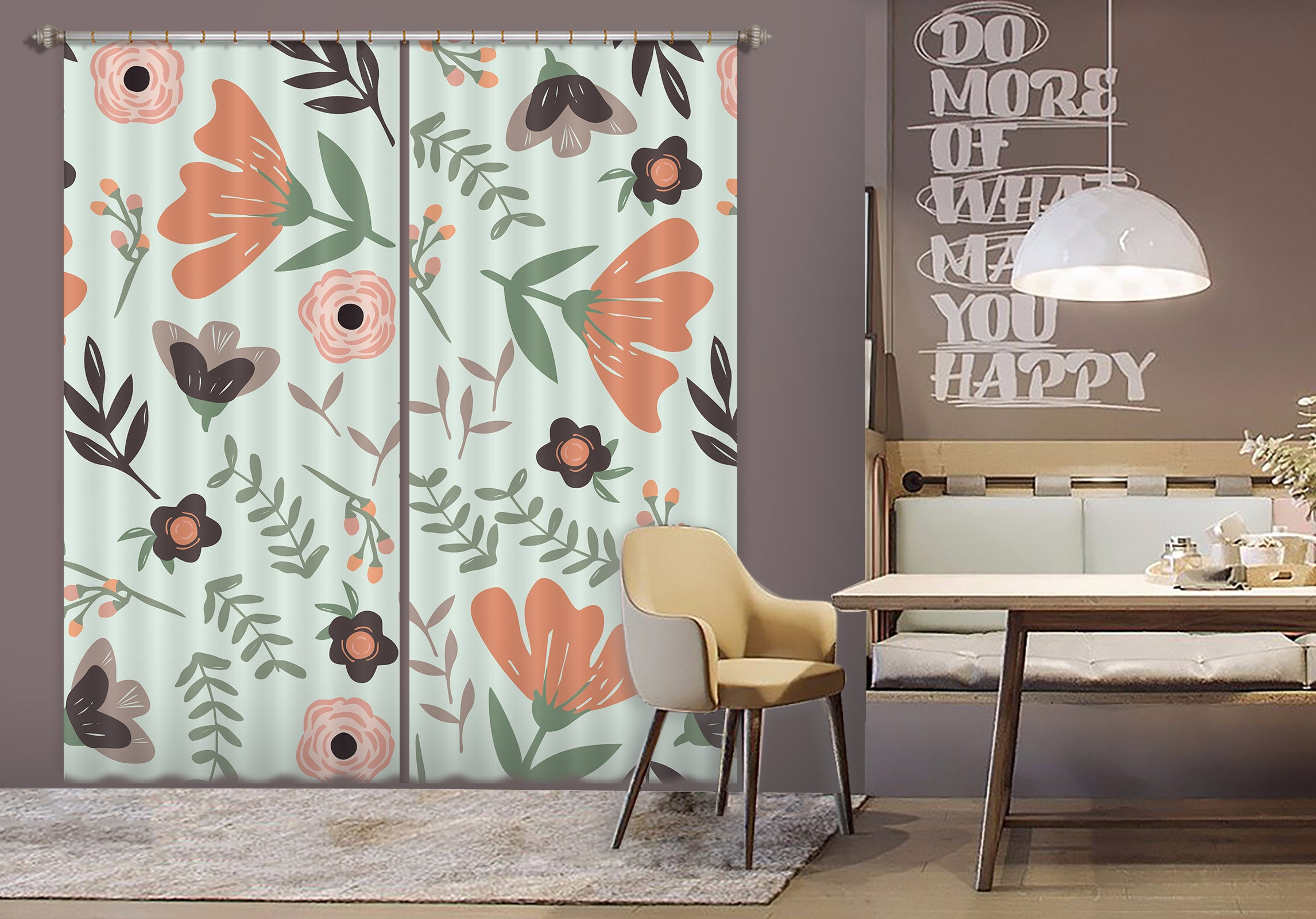 3D Flower Pattern 044 Jillian Helvey Curtain Curtains Drapes