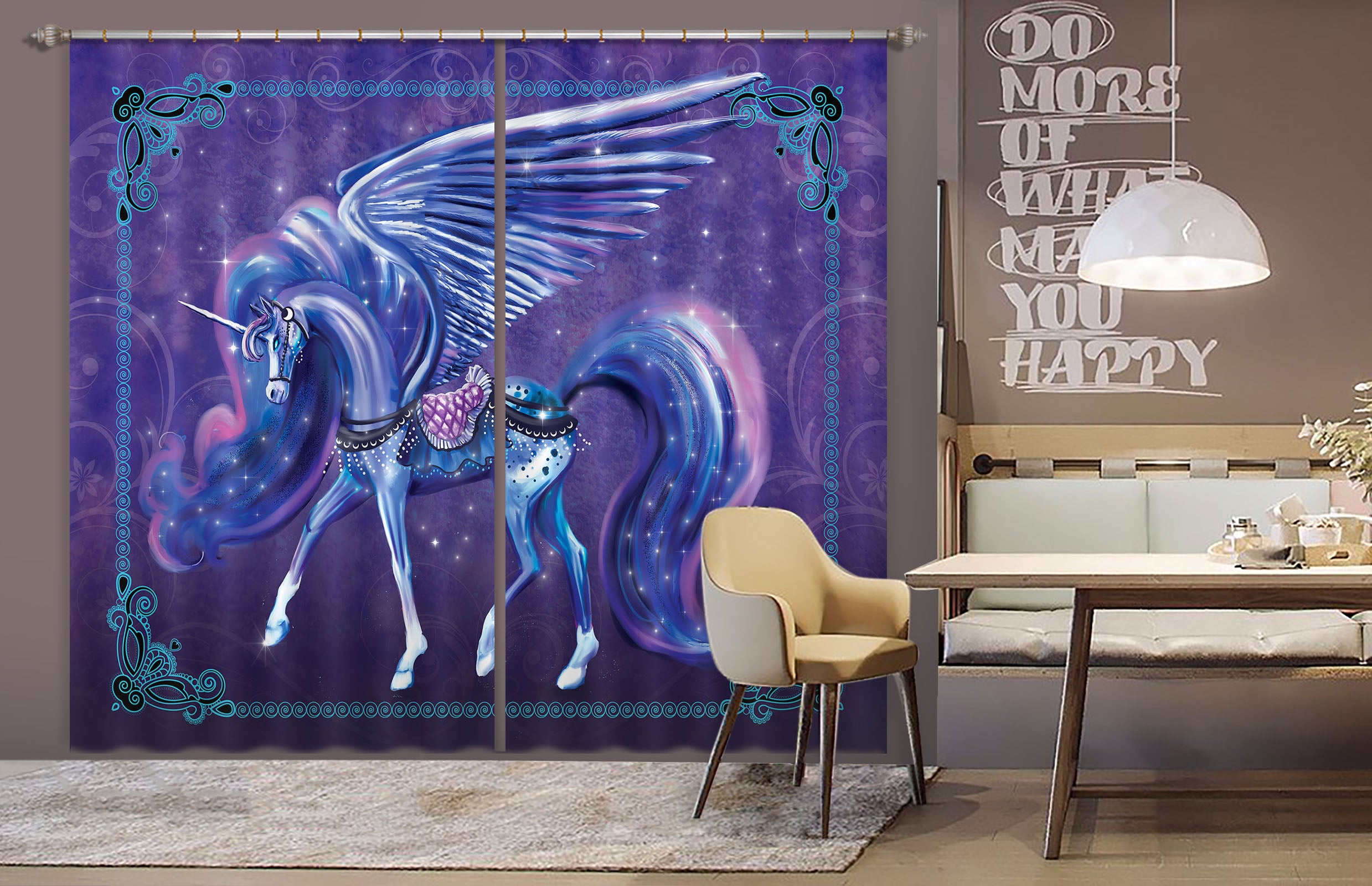 3D Star Unicorn 120 Rose Catherine Khan Curtain Curtains Drapes