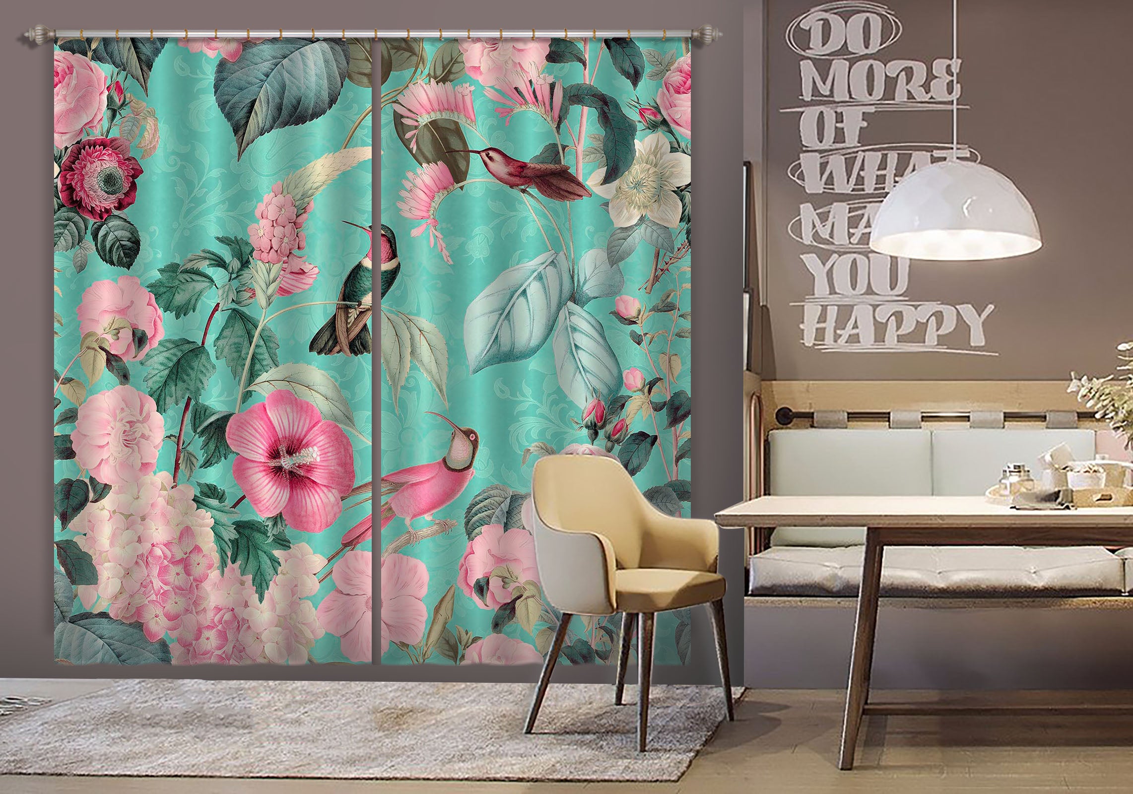 3D Flowers And Birds 060 Andrea haase Curtain Curtains Drapes