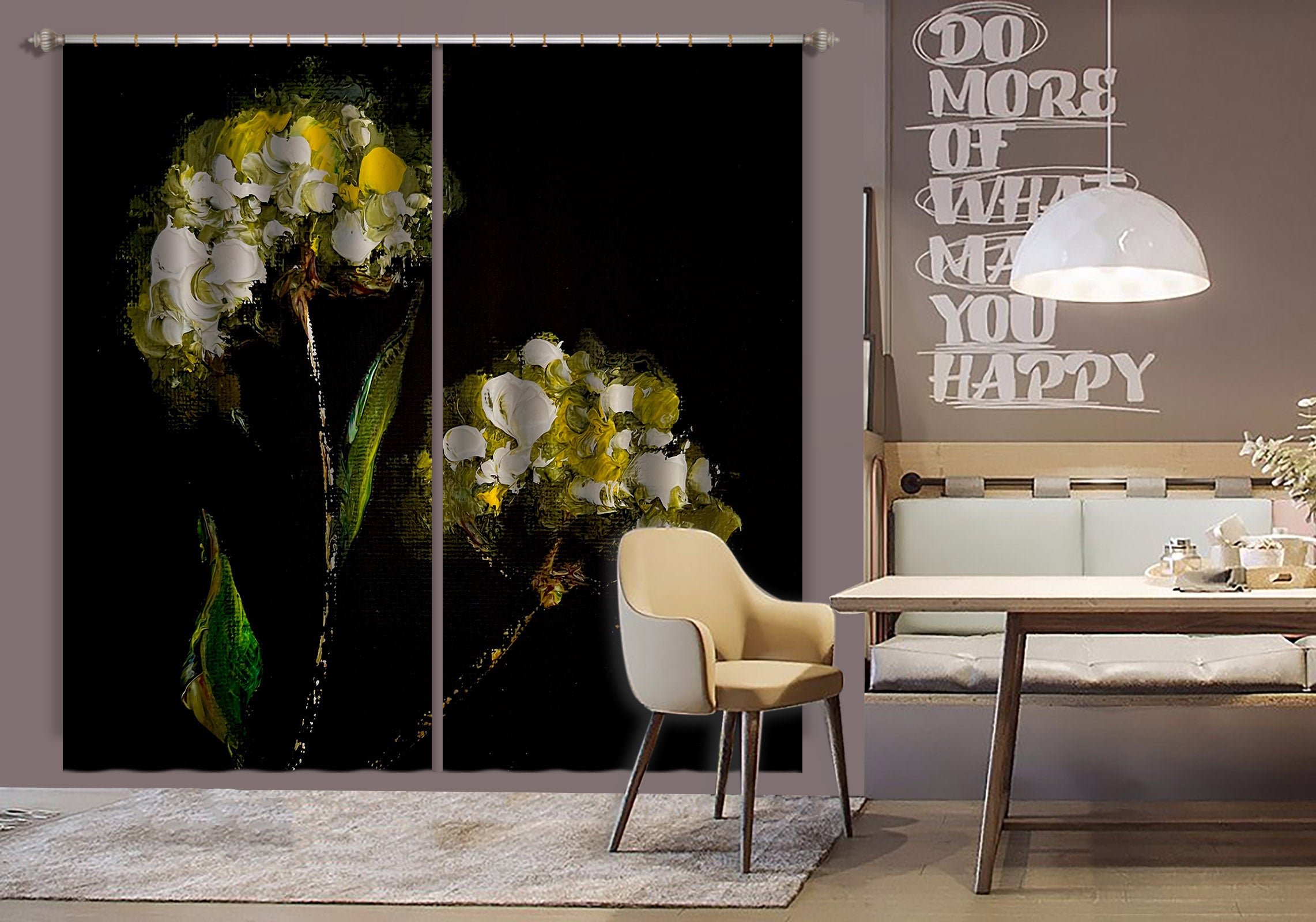 3D Yellow Flower 3009 Skromova Marina Curtain Curtains Drapes