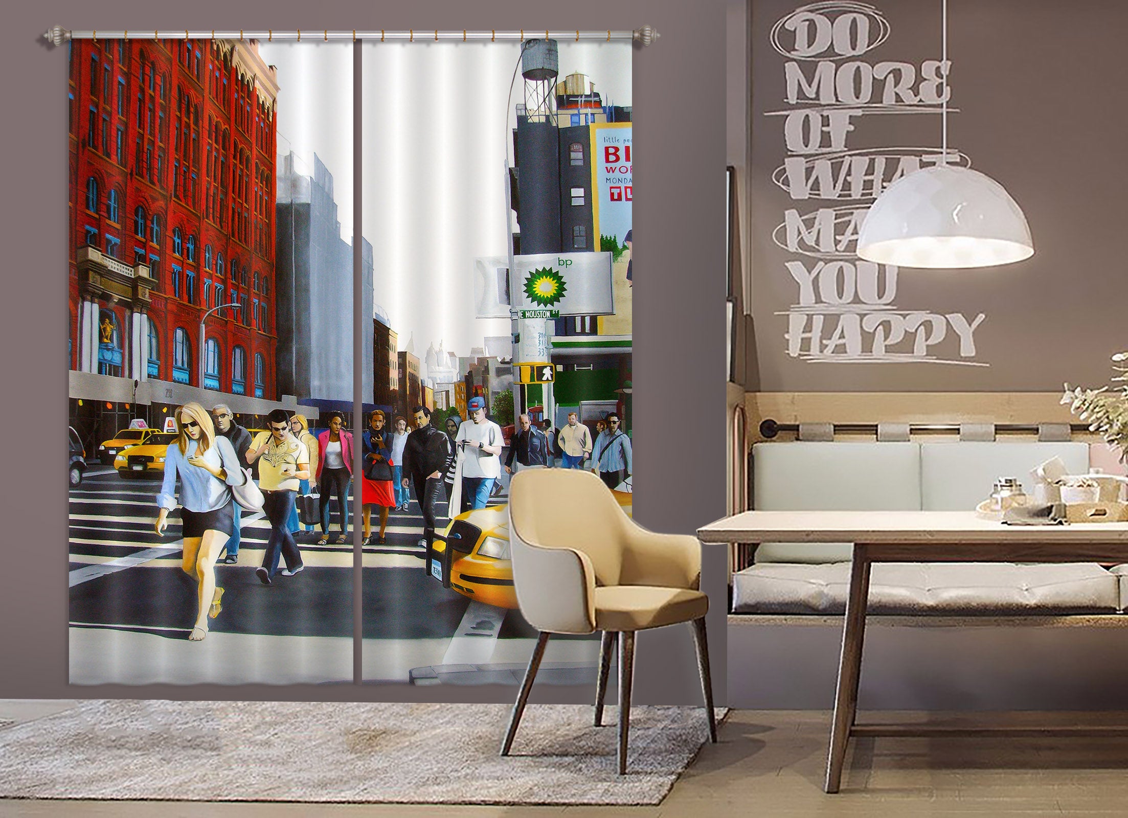 3D Street Pedestrians 11027 Matthew Holden Bates Curtain Curtains Drapes