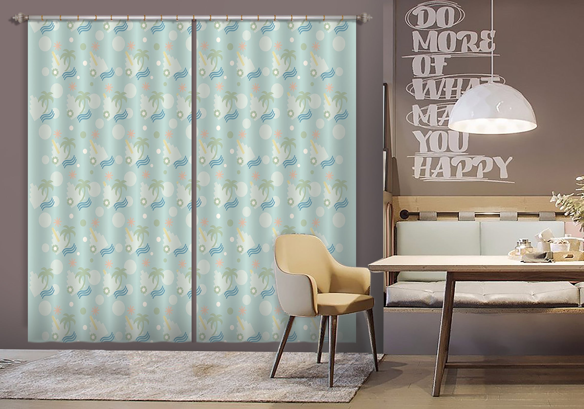 3D Coconut Tree Pattern 98125 Kasumi Loffler Curtain Curtains Drapes