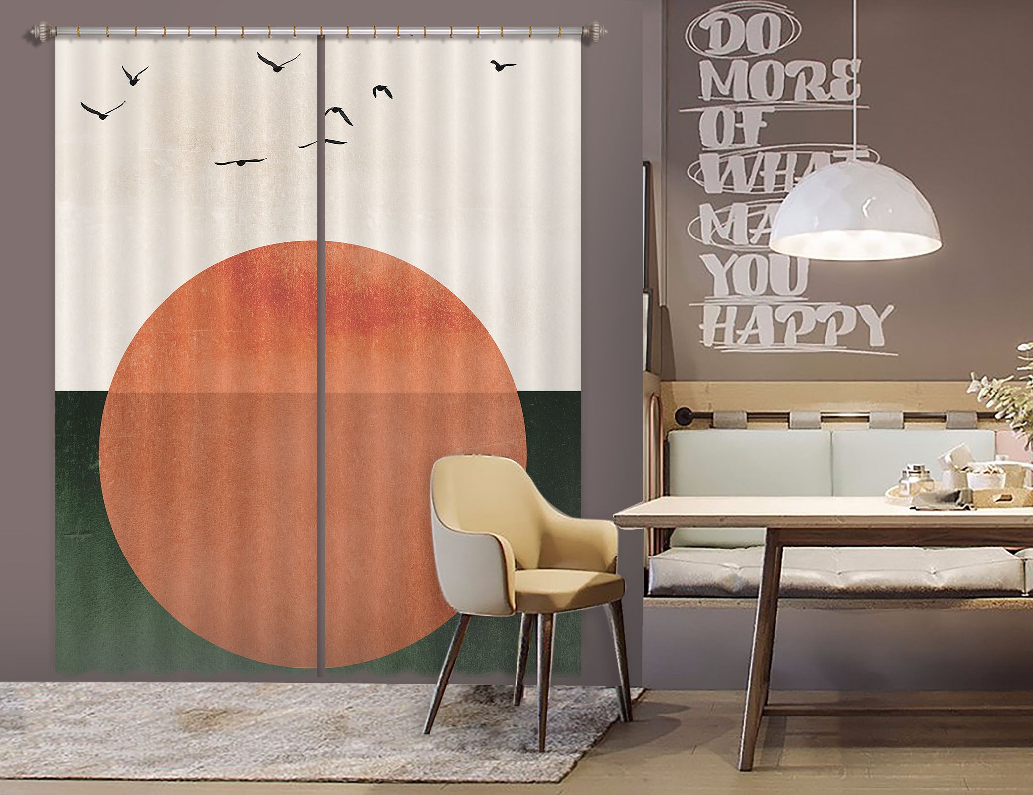 3D Sun Flock Birds 1104 Boris Draschoff Curtain Curtains Drapes