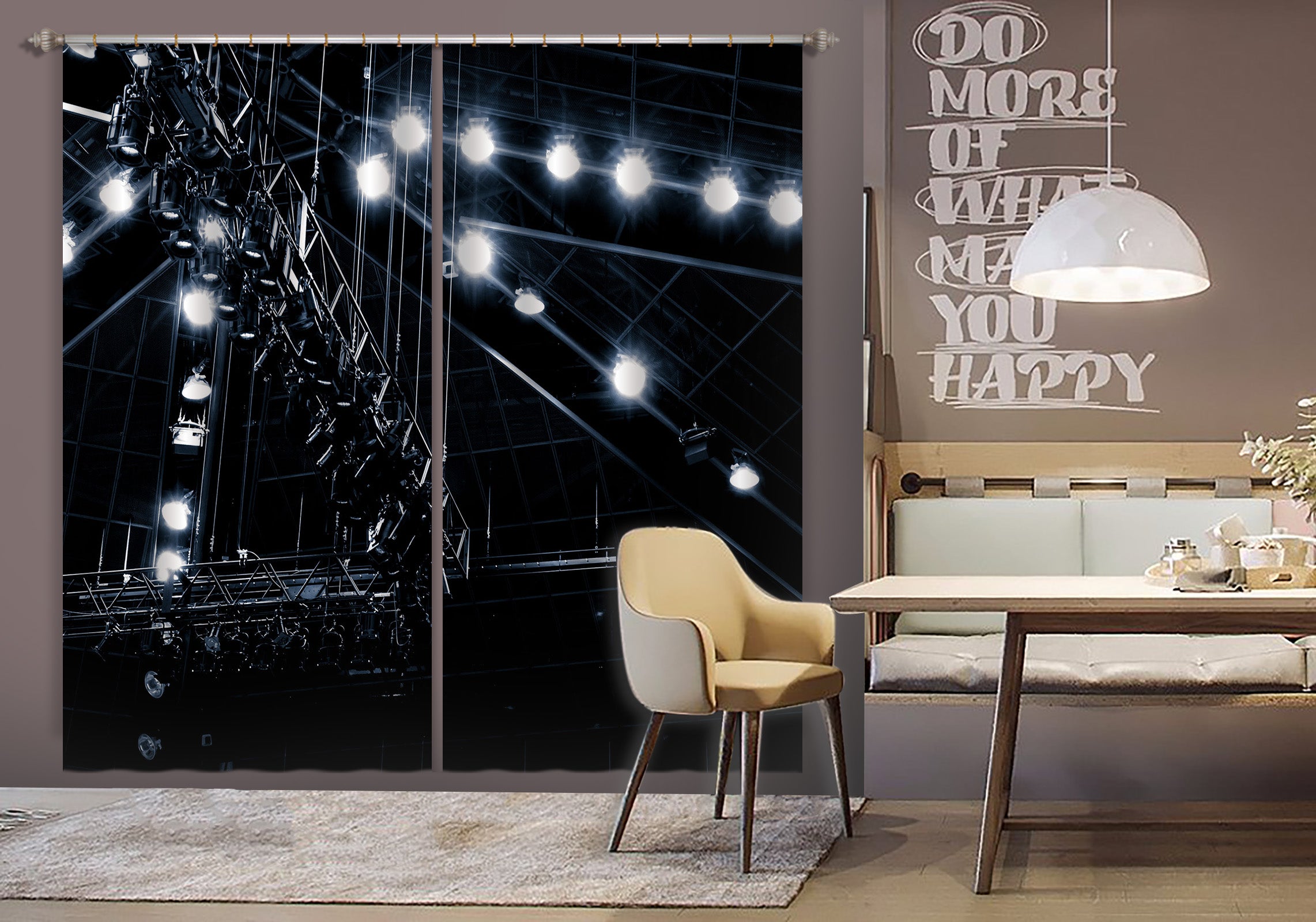 3D Night Light 056 Noirblanc777 Curtain Curtains Drapes