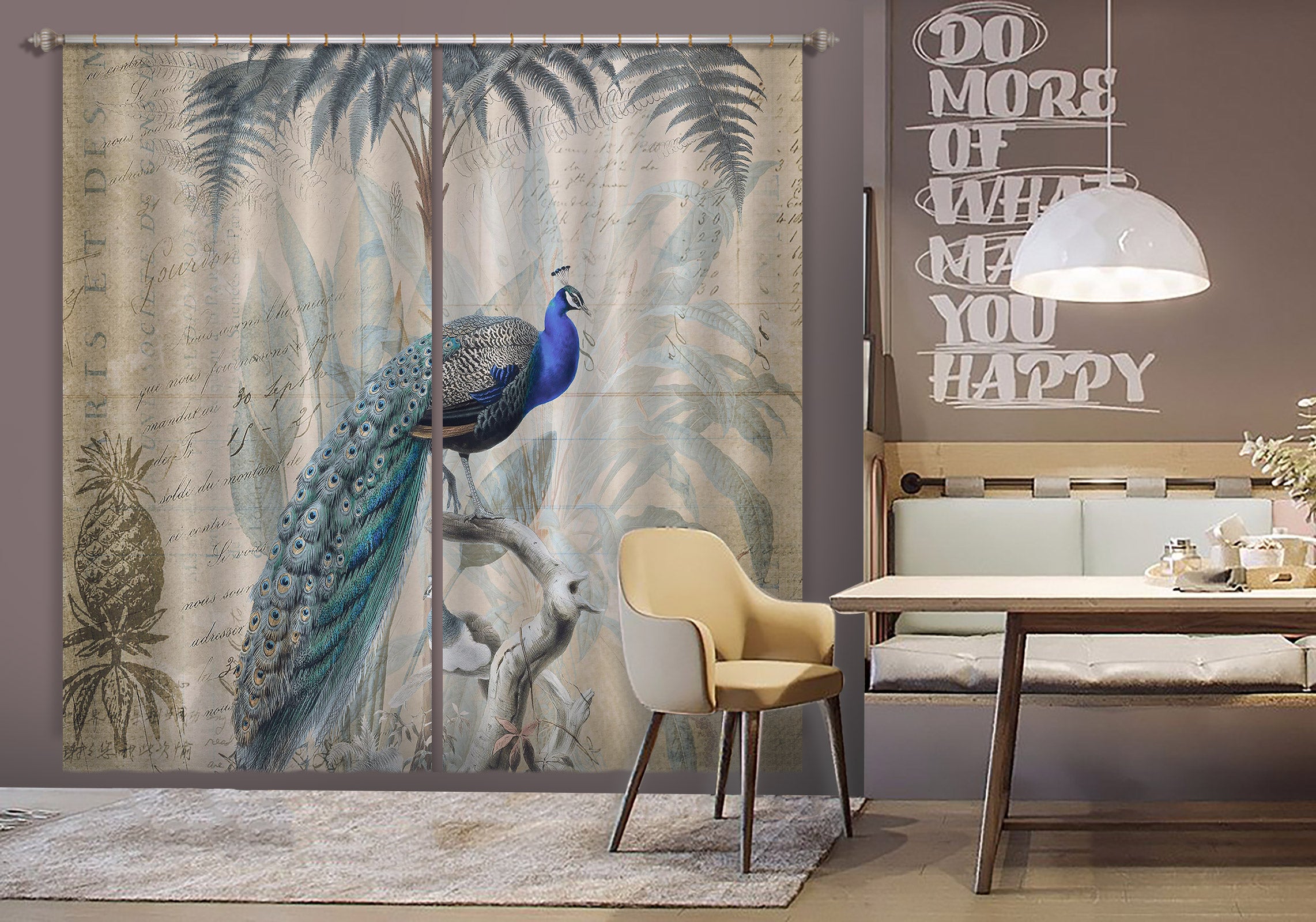 3D Peacock Jungle 007 Andrea haase Curtain Curtains Drapes