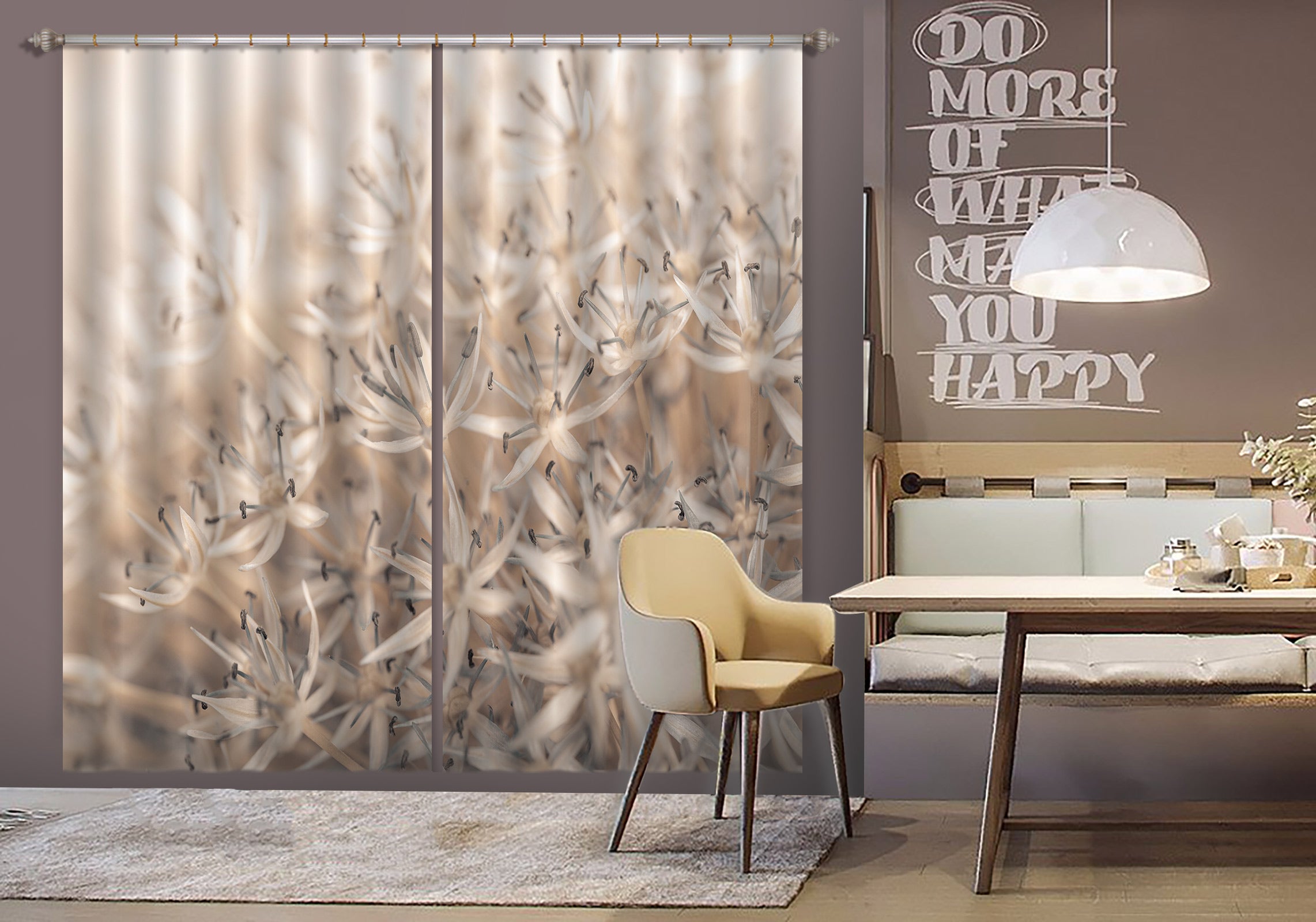 3D Brown Flower 6564 Assaf Frank Curtain Curtains Drapes