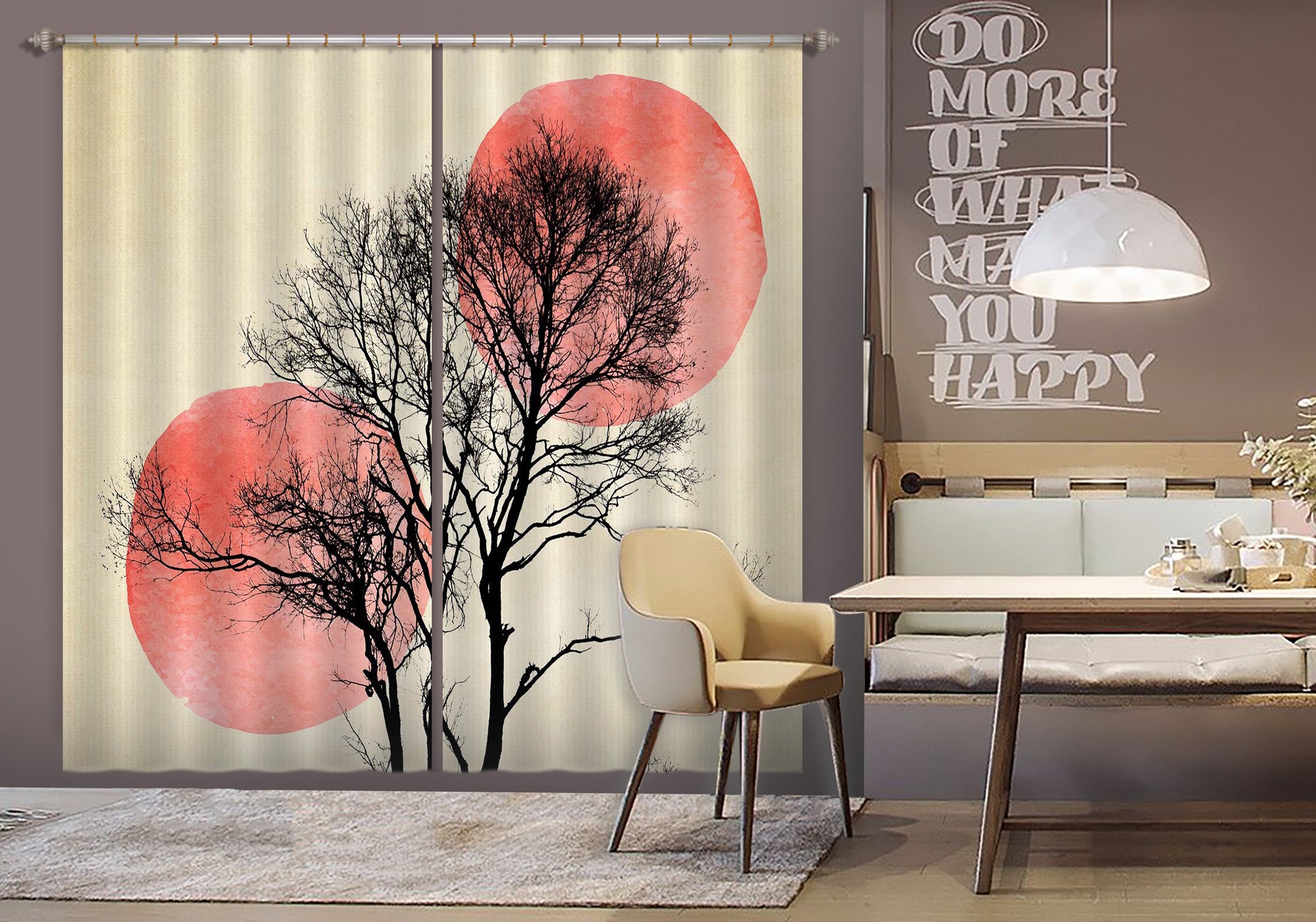 3D Moon Hiding 051 Boris Draschoff Curtain Curtains Drapes