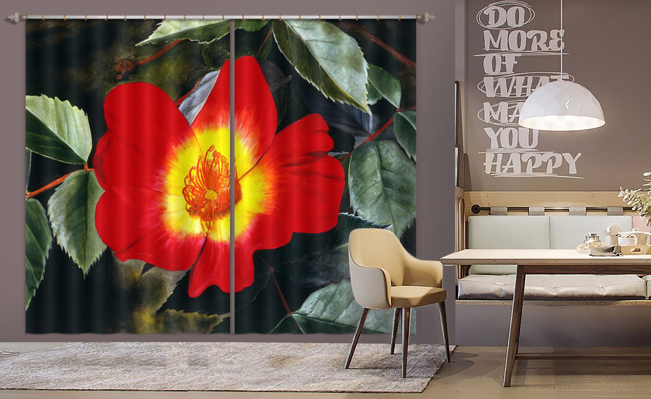 3D Red Flowers 11023 Matthew Holden Bates Curtain Curtains Drapes