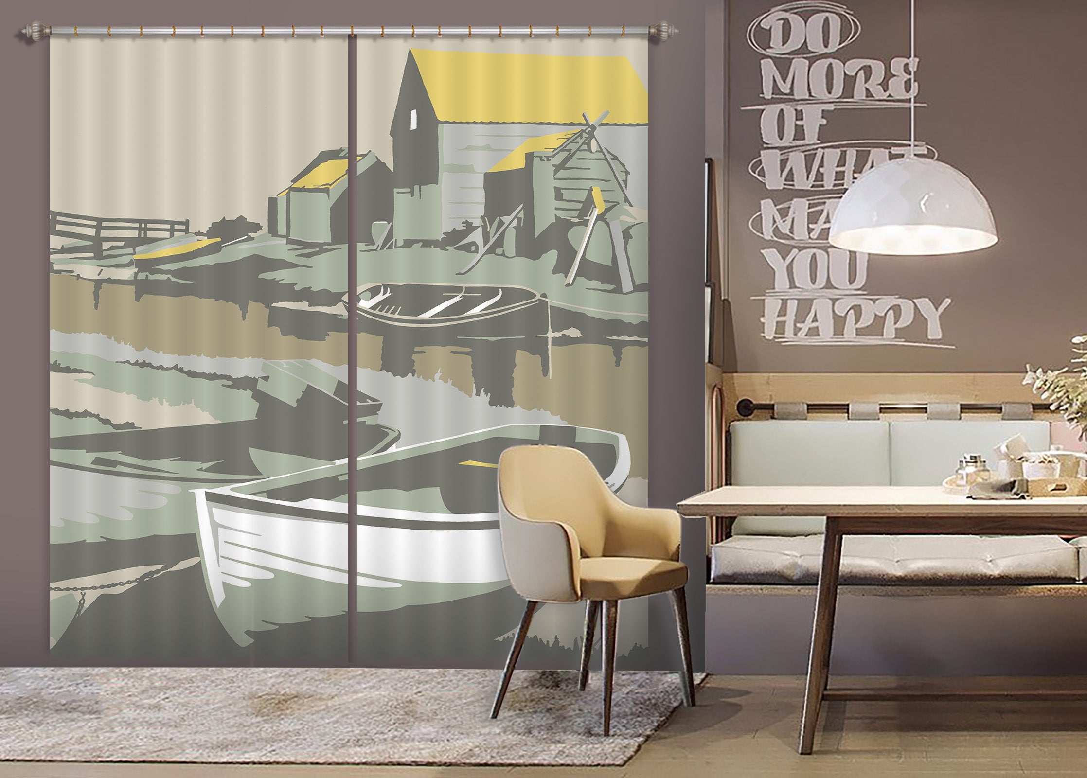 3D Southwold Harbour 152 Steve Read Curtain Curtains Drapes