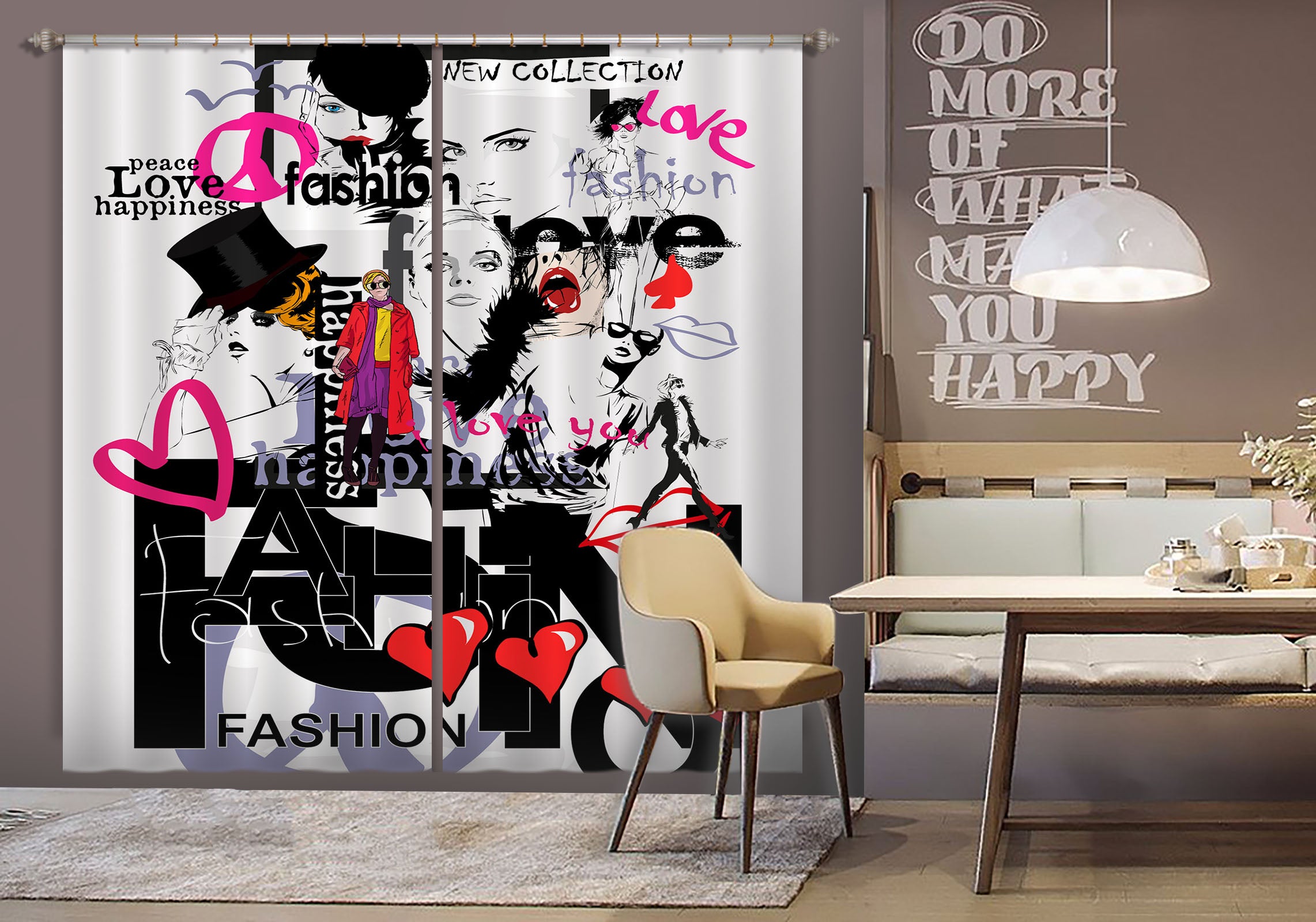 3D Color Graffiti 722 Curtains Drapes