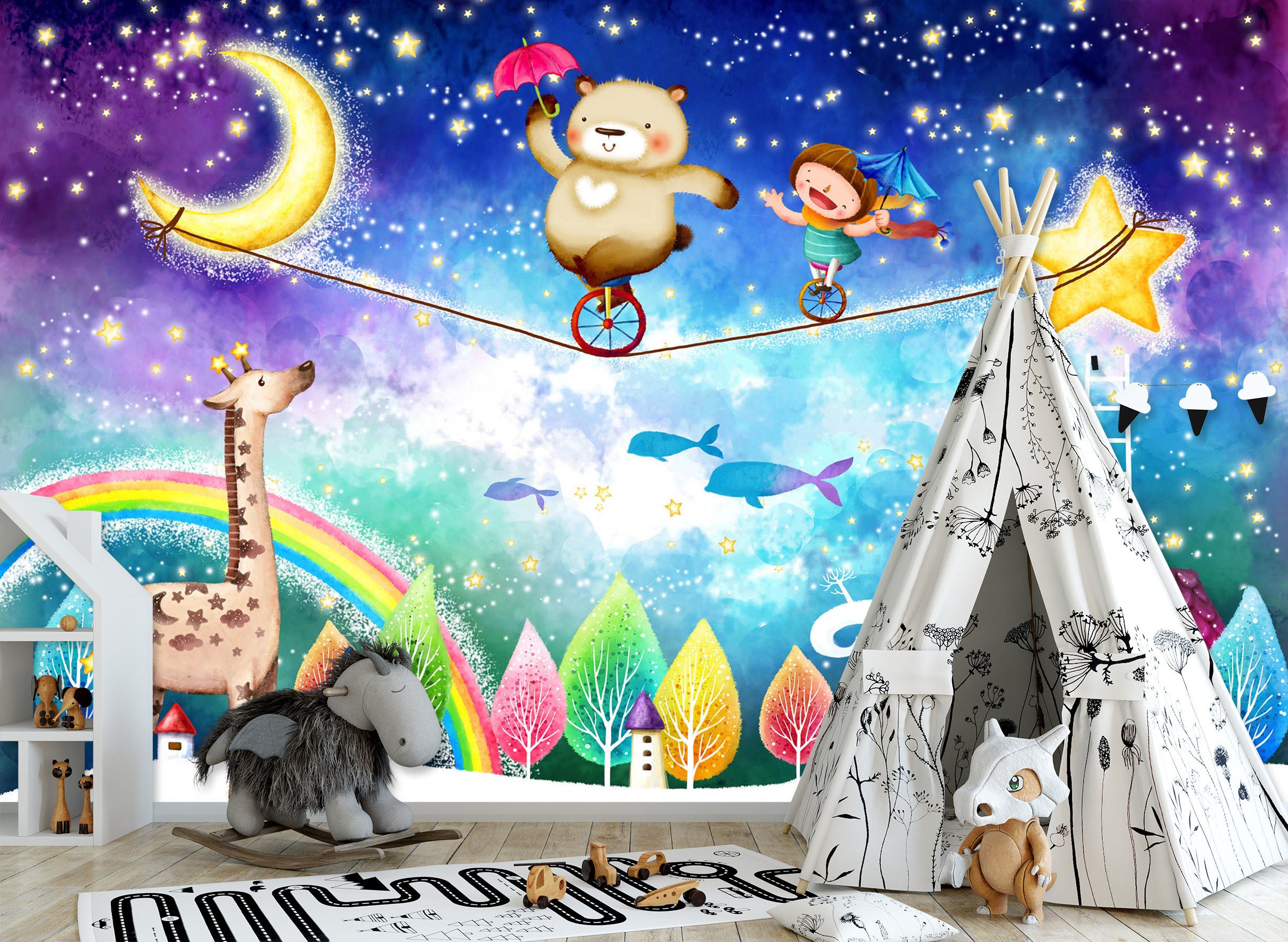 3D Naughty Moonlit Night 017 Wall Murals
