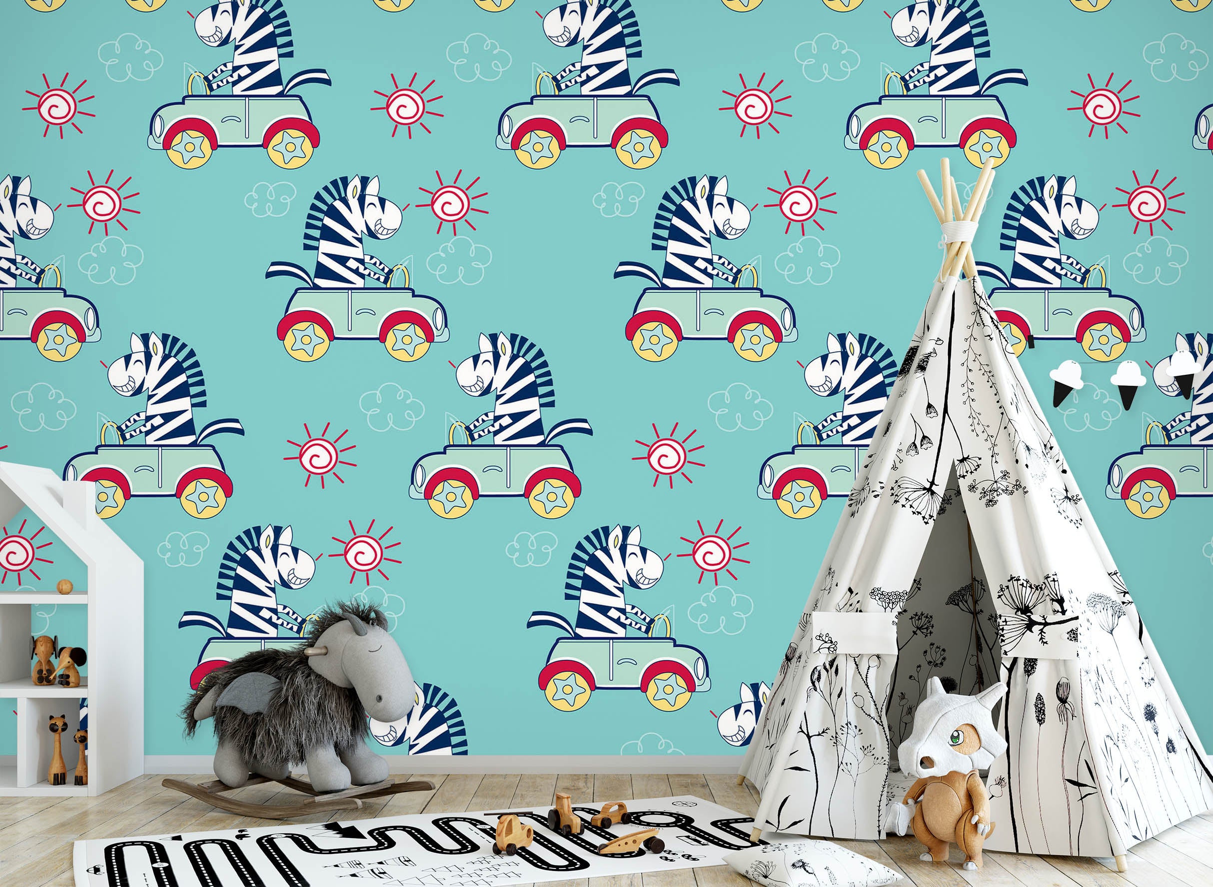 3D Car Zebra 57060 Wall Murals