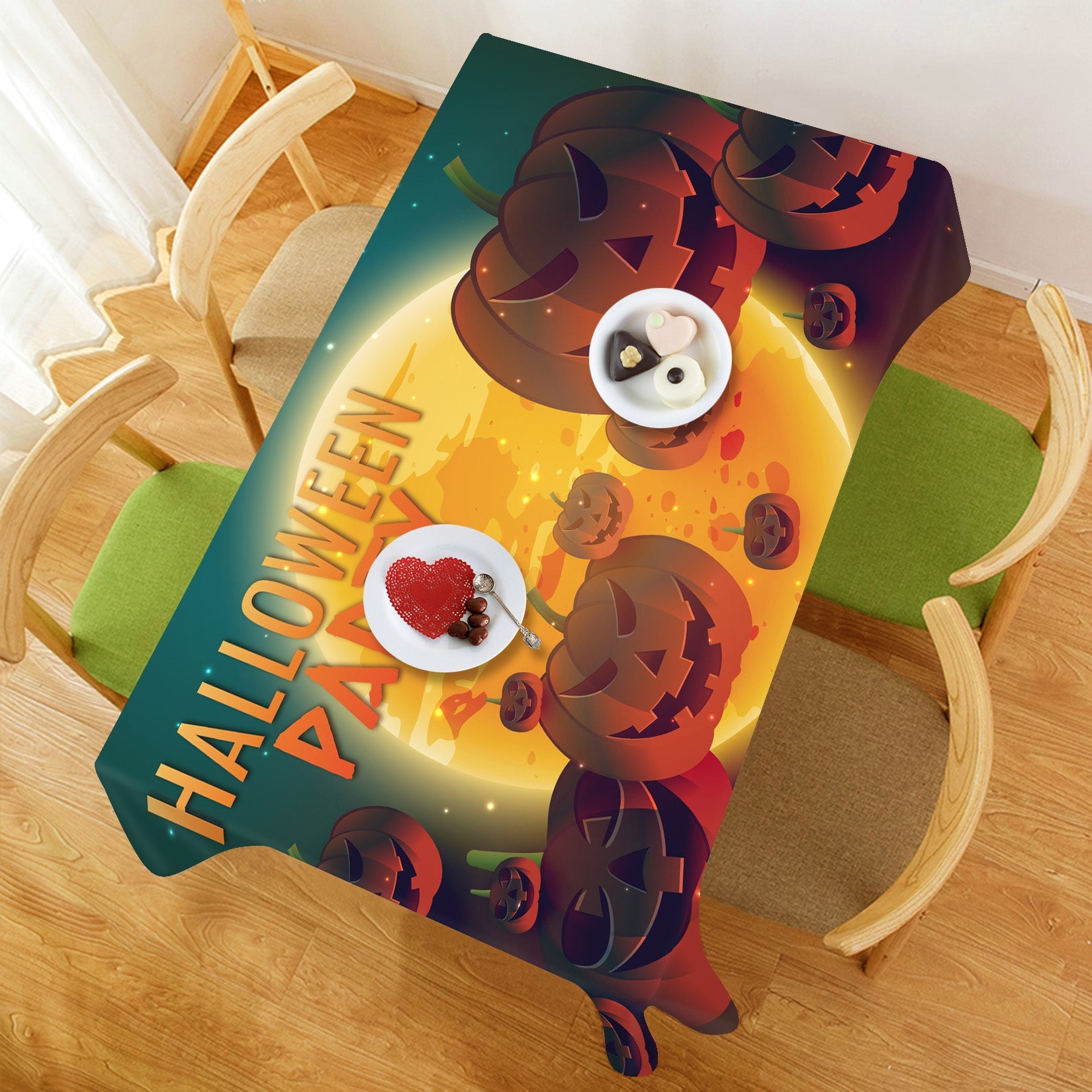 3D Moon Pumpkin 42 Halloween Tablecloths Wallpaper AJ Wallpaper