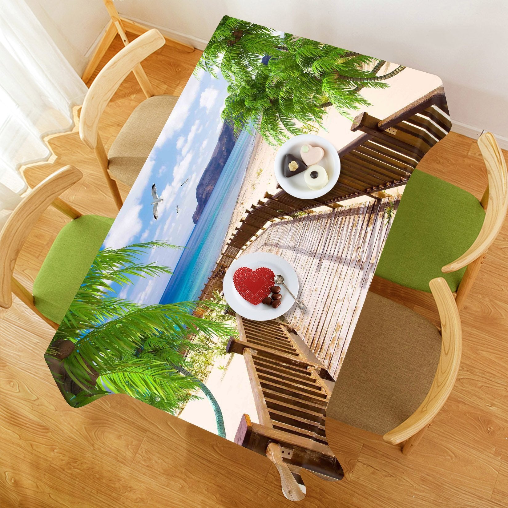 3D Beach Wood Road 30 Tablecloths Wallpaper AJ Wallpaper