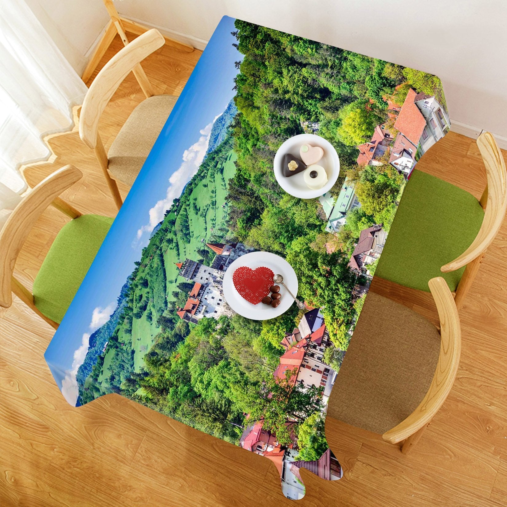 3D Mountain Town 624 Tablecloths Wallpaper AJ Wallpaper