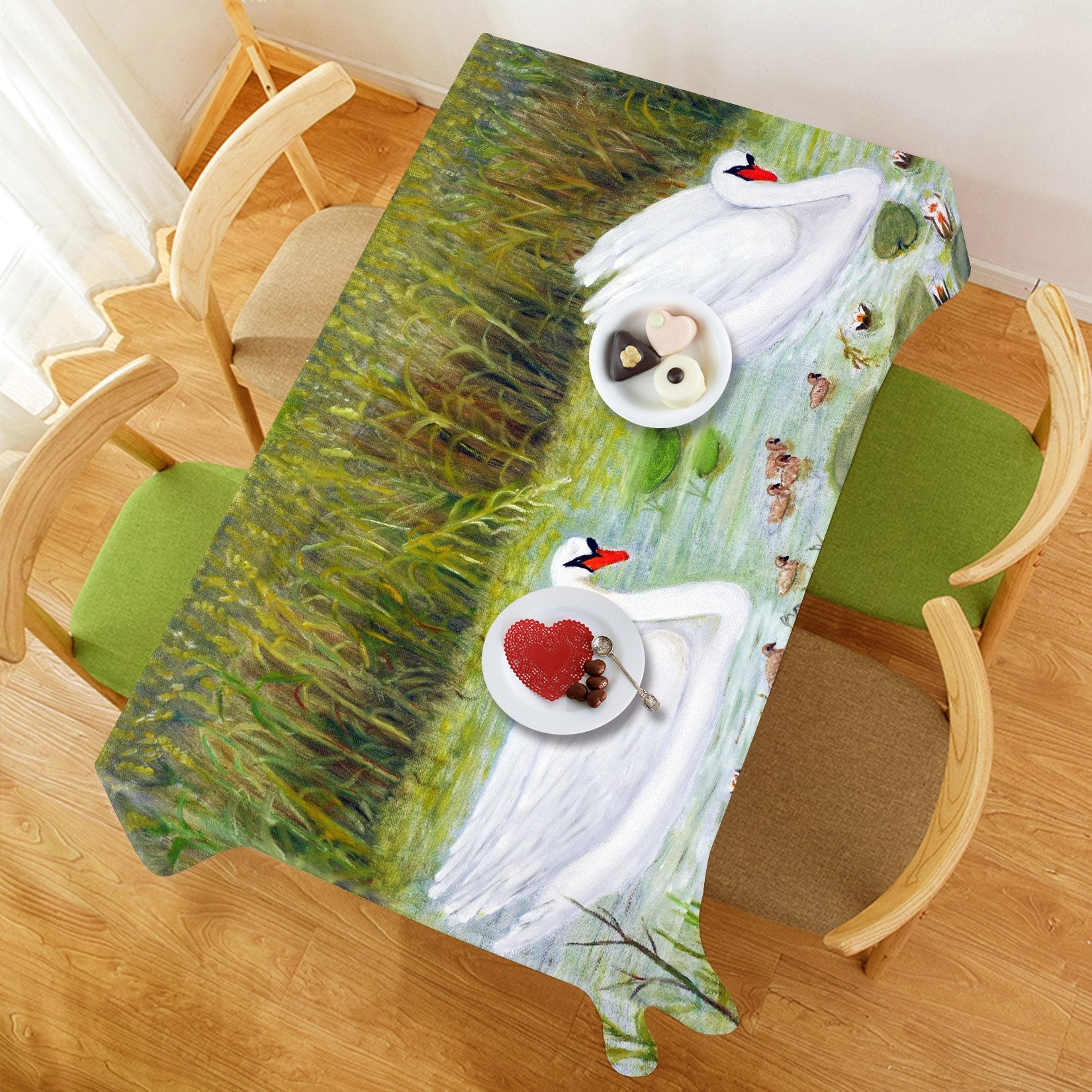 3D White Swans 852 Tablecloths Wallpaper AJ Wallpaper