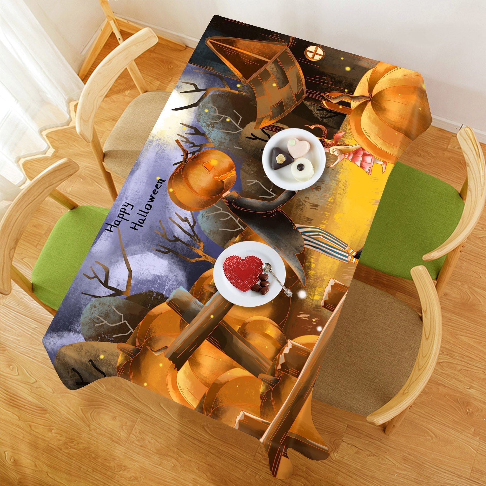 3D Pumpkin Man Girl 050 Halloween Tablecloths Wallpaper AJ Wallpaper