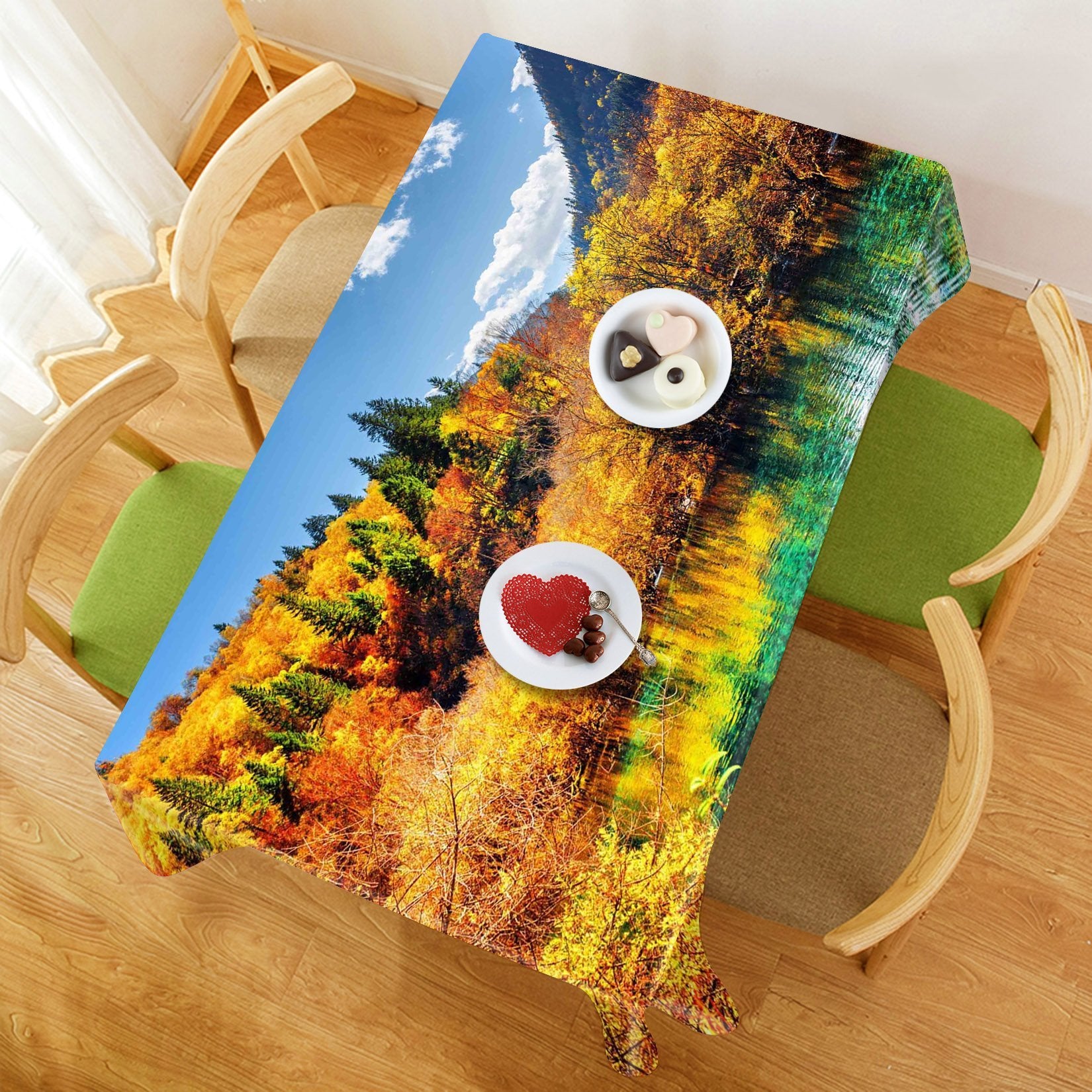 3D Bright Mountain Forest Lake 544 Tablecloths Wallpaper AJ Wallpaper