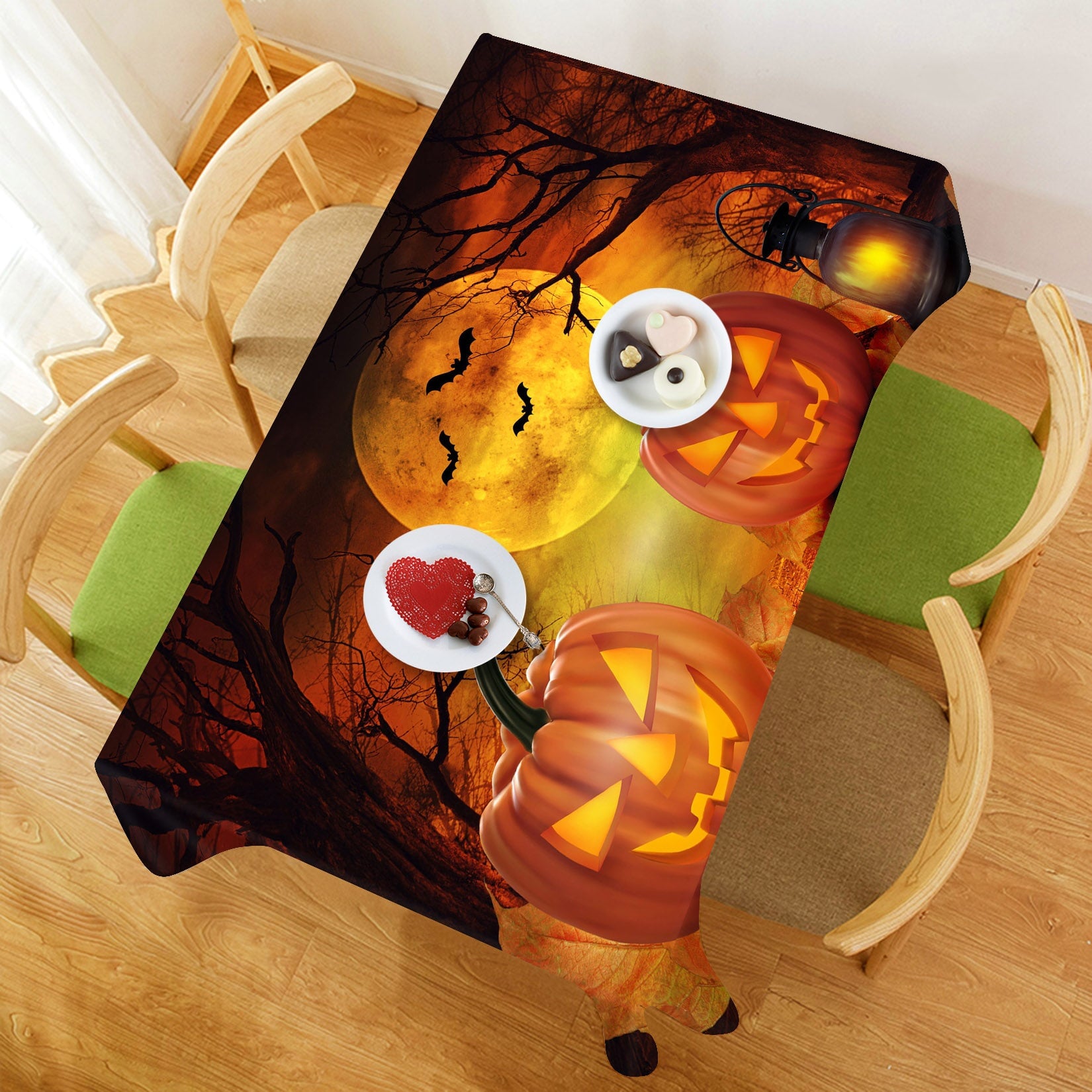 3D Moon Pumpkin Oil Lamp 048 Halloween Tablecloths Wallpaper AJ Wallpaper