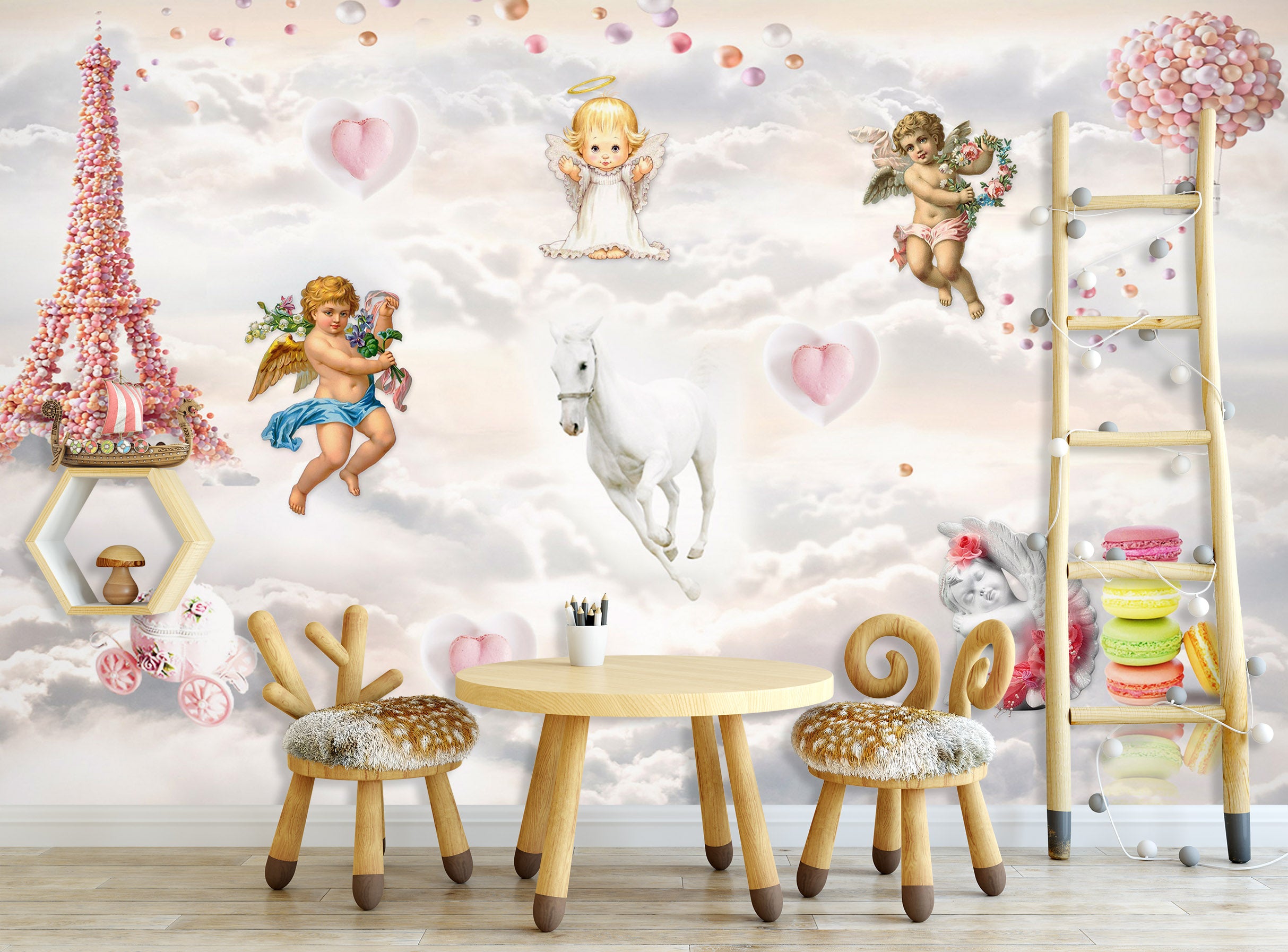 3D Tower Angel 013 Wall Murals