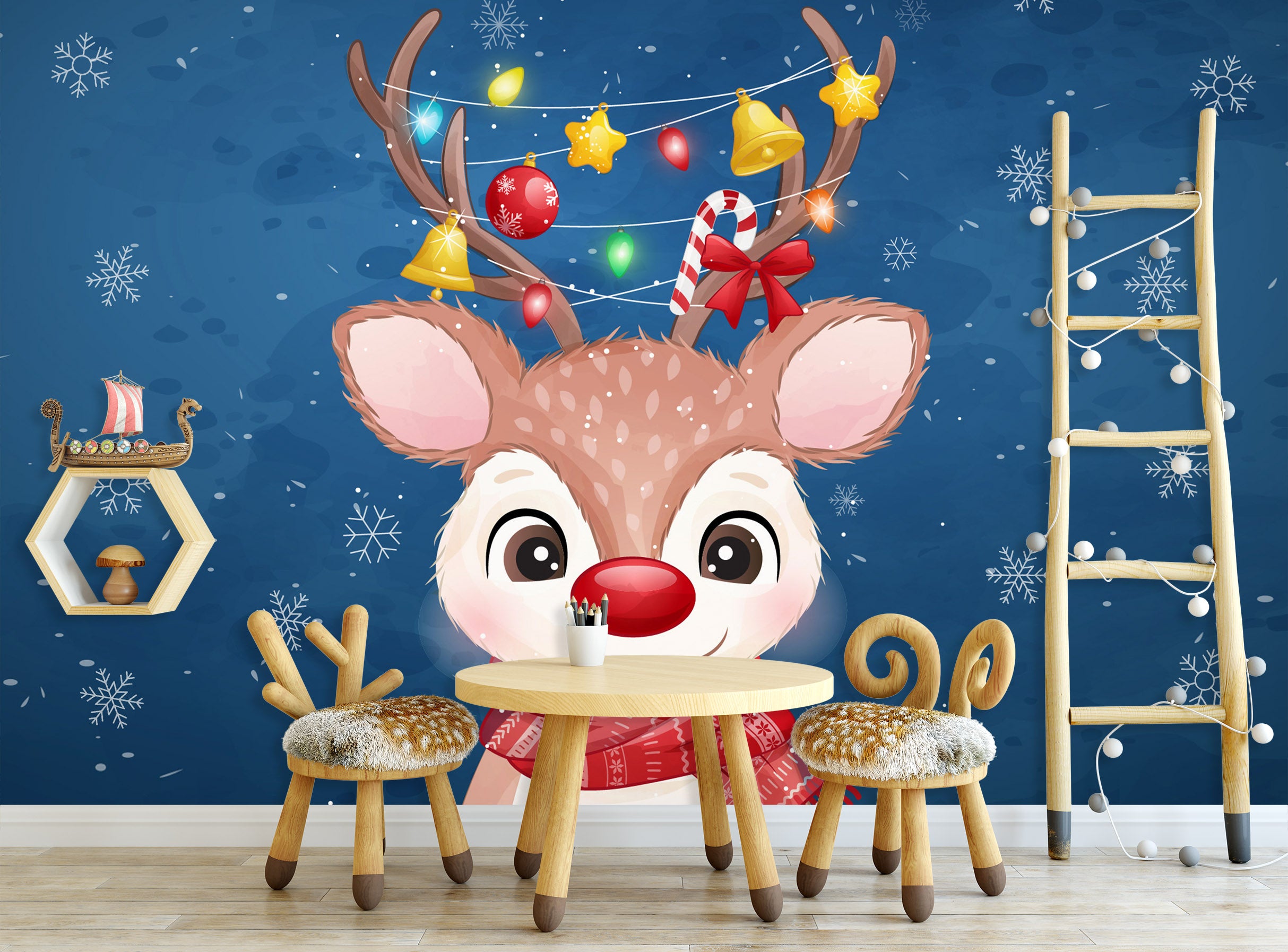3D Cute Deer 57082 Wall Murals