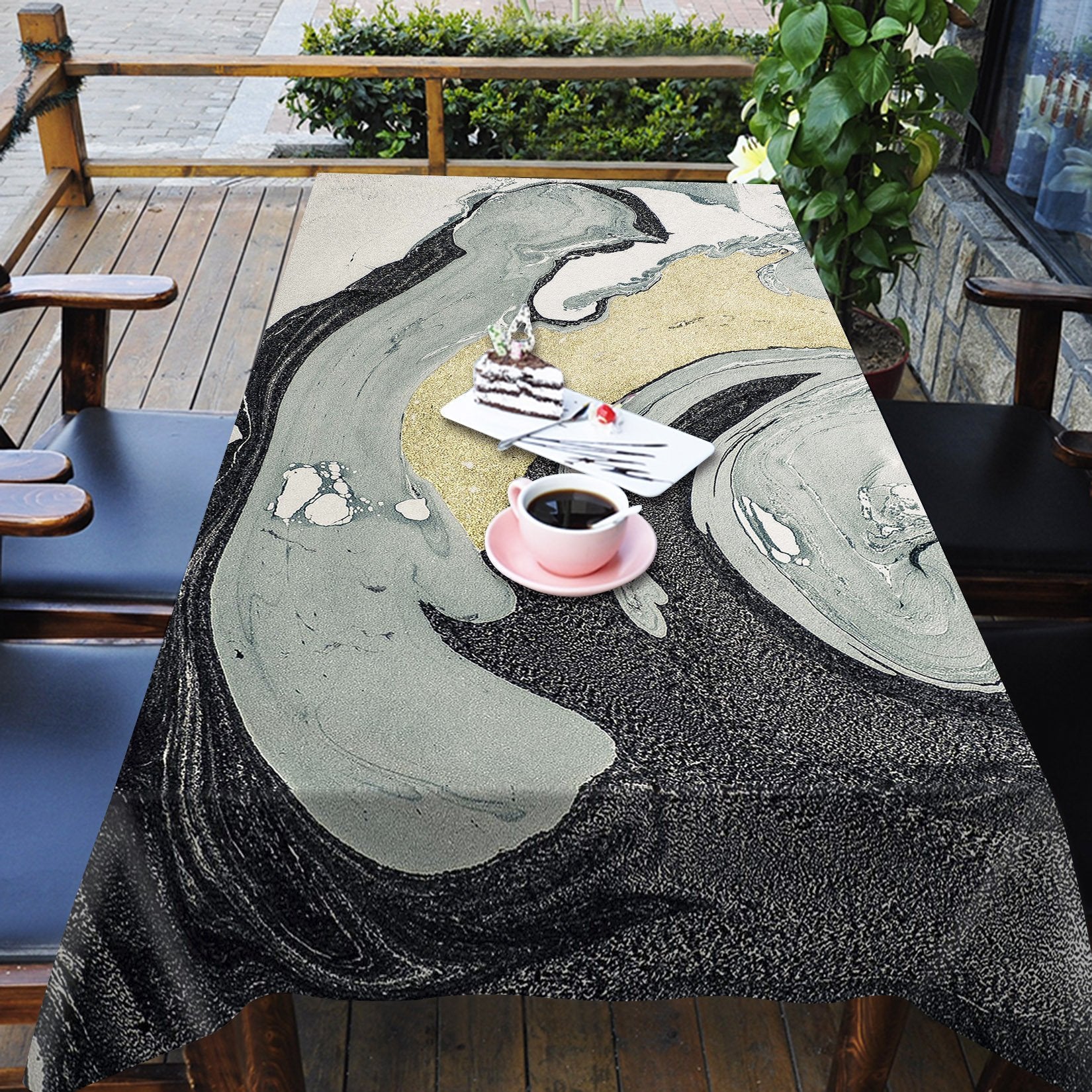 3D Black Turbulence 91 Tablecloths Wallpaper AJ Wallpaper