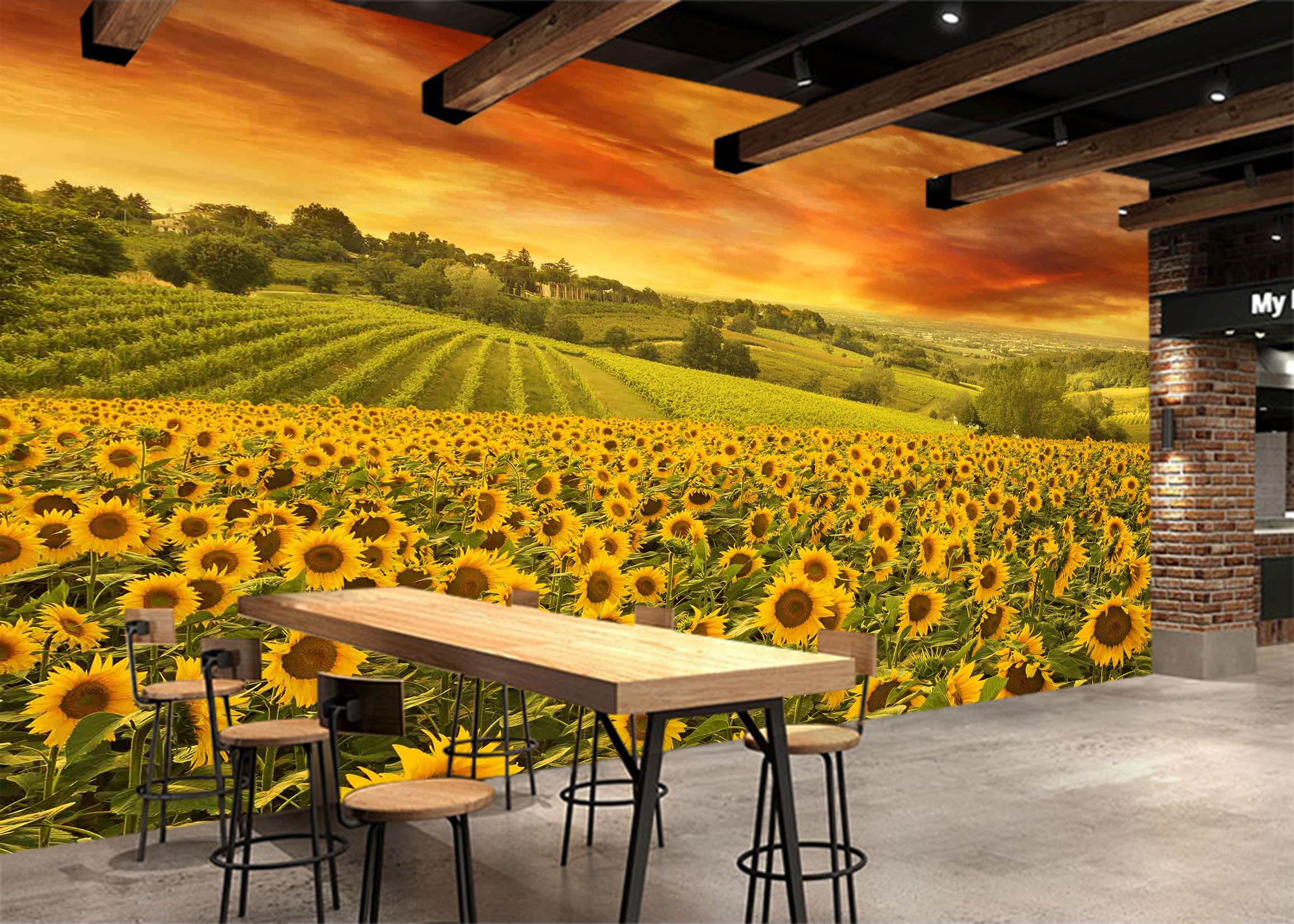 3D Sunflower Garden 1023 Wall Murals