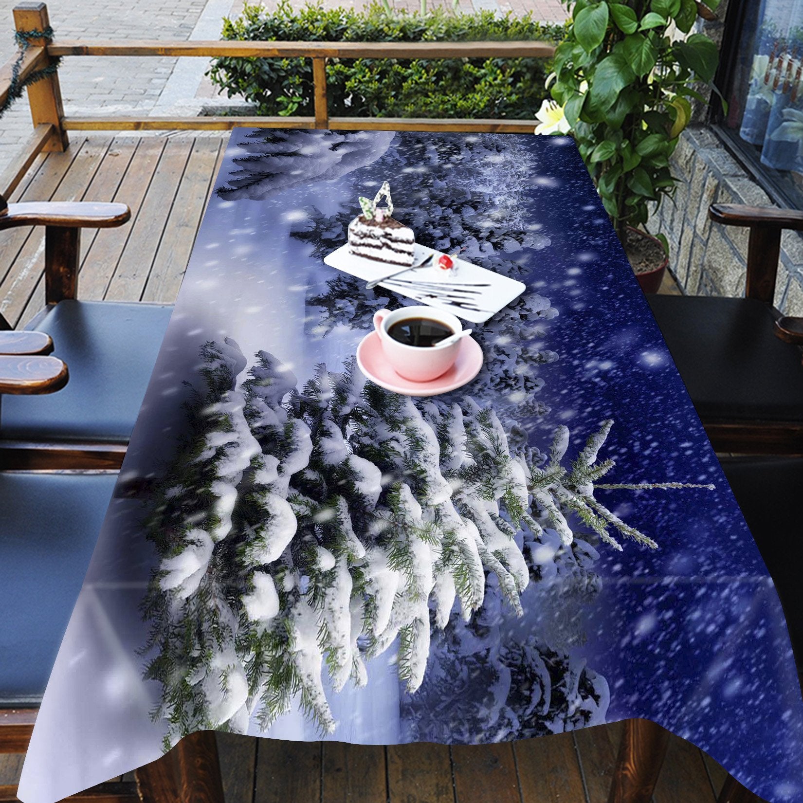3D Snowing Forest Scenery 785 Tablecloths Wallpaper AJ Wallpaper