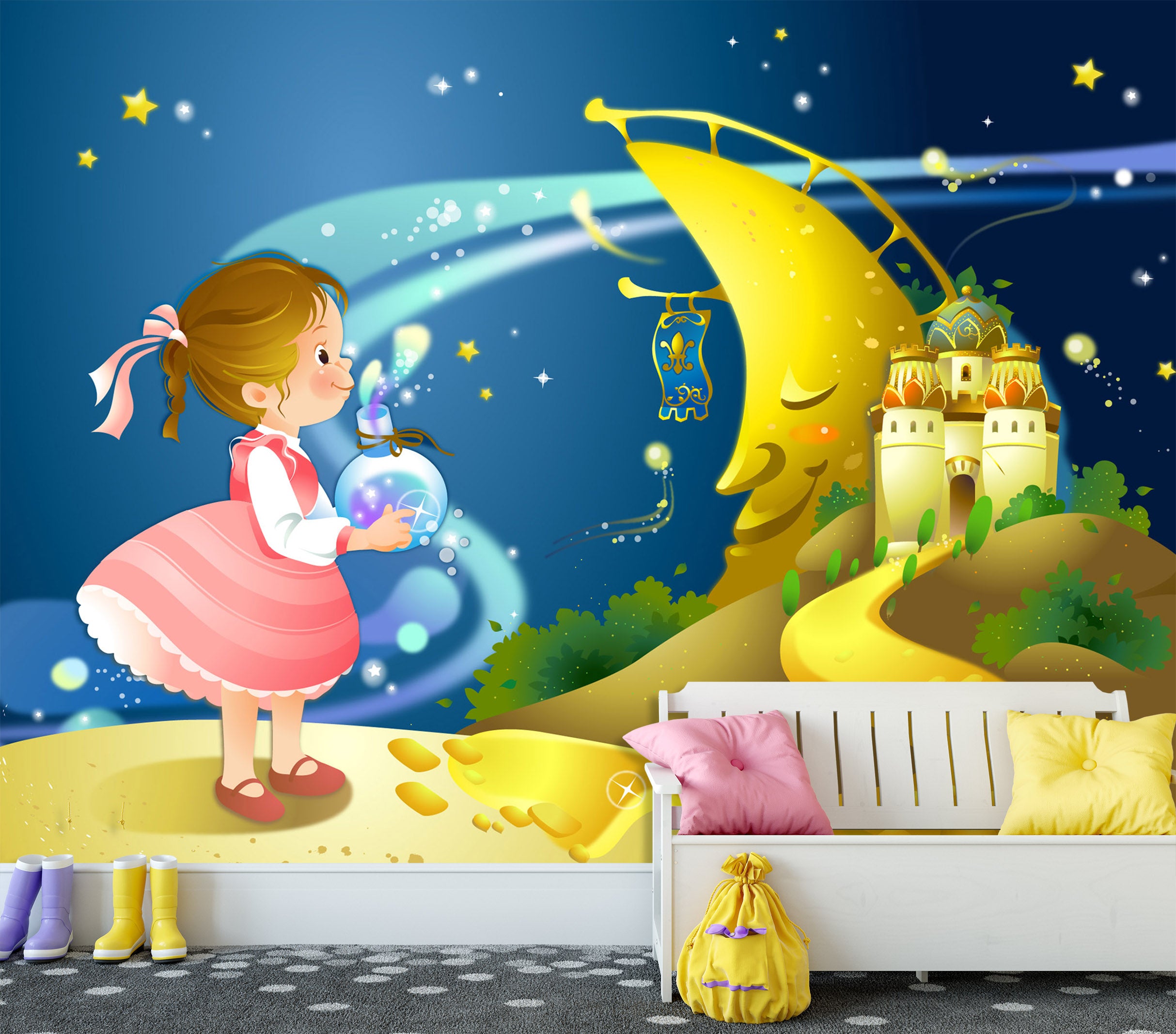 3D Moon Girl 1653 Wall Murals