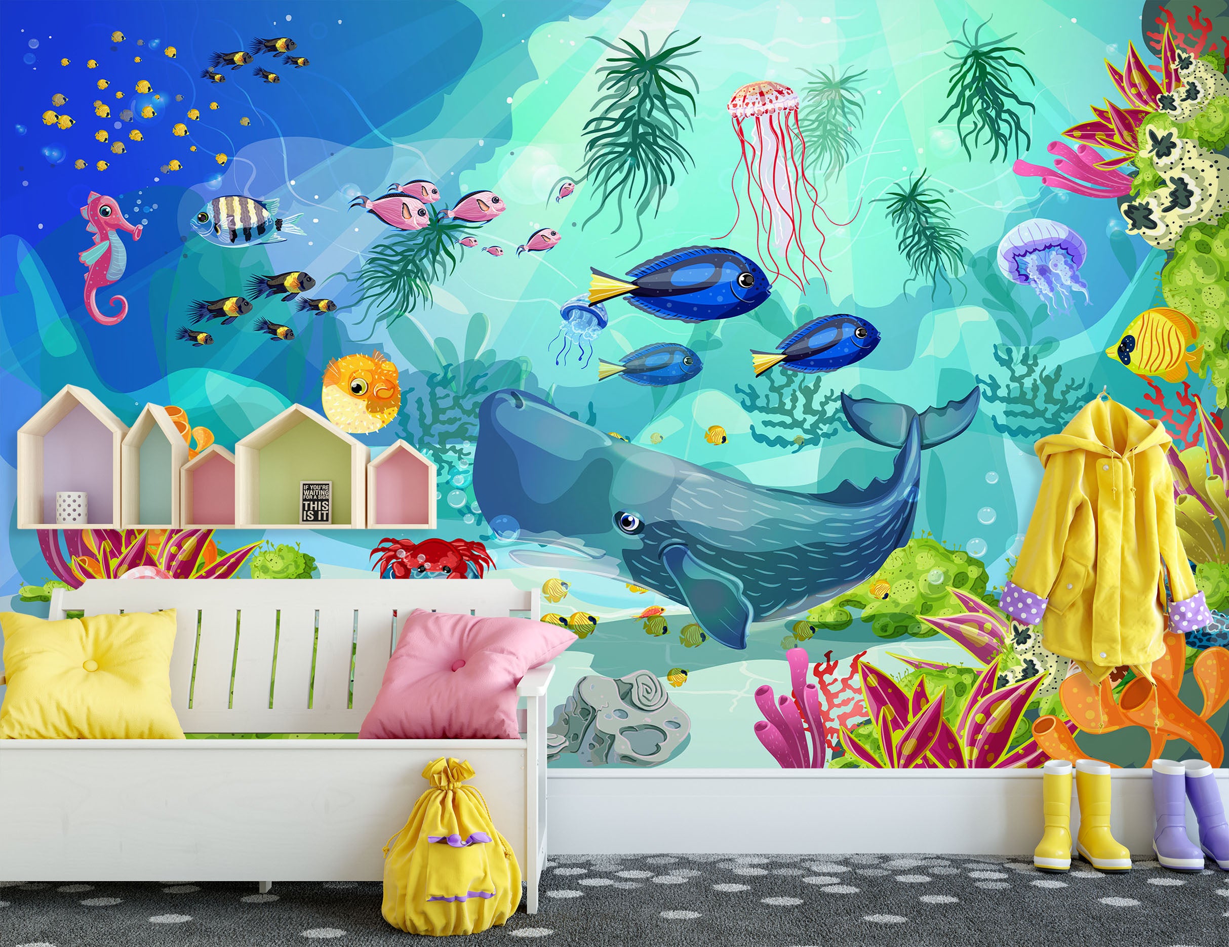 3D Underwater Animal Whale 57062 Wall Murals