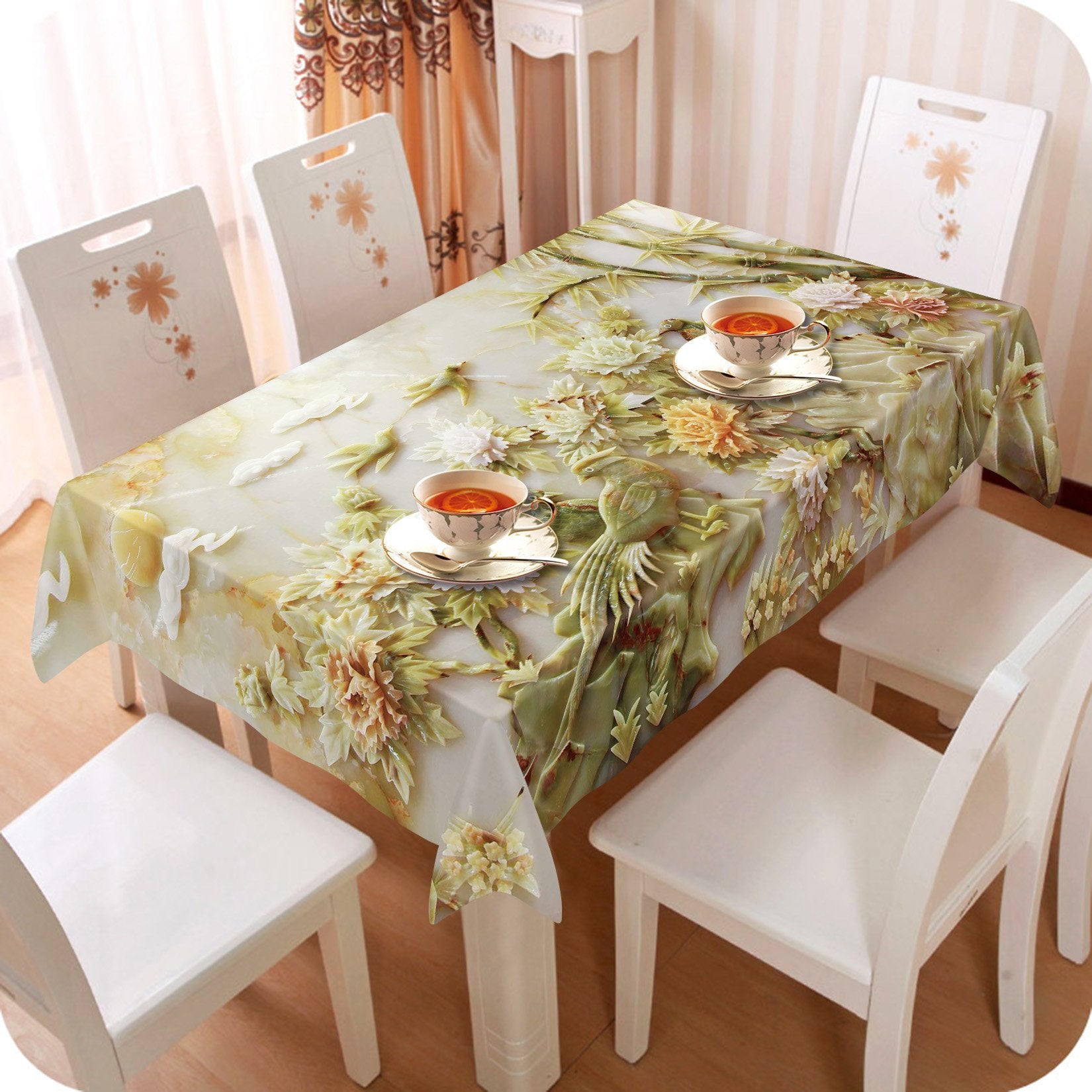 3D Flowers Birds Carvings 166 Tablecloths Wallpaper AJ Wallpaper