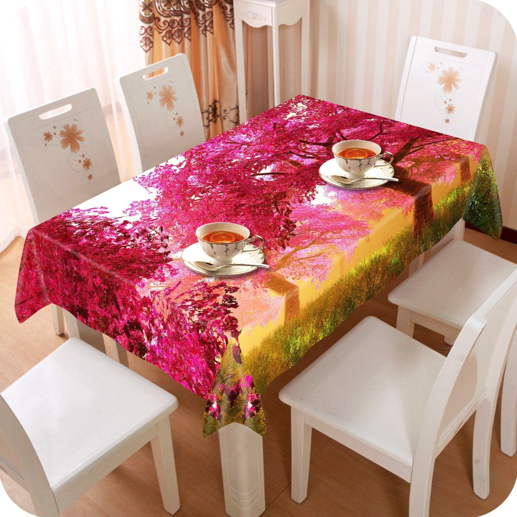 3D Red Trees 824 Tablecloths Wallpaper AJ Wallpaper