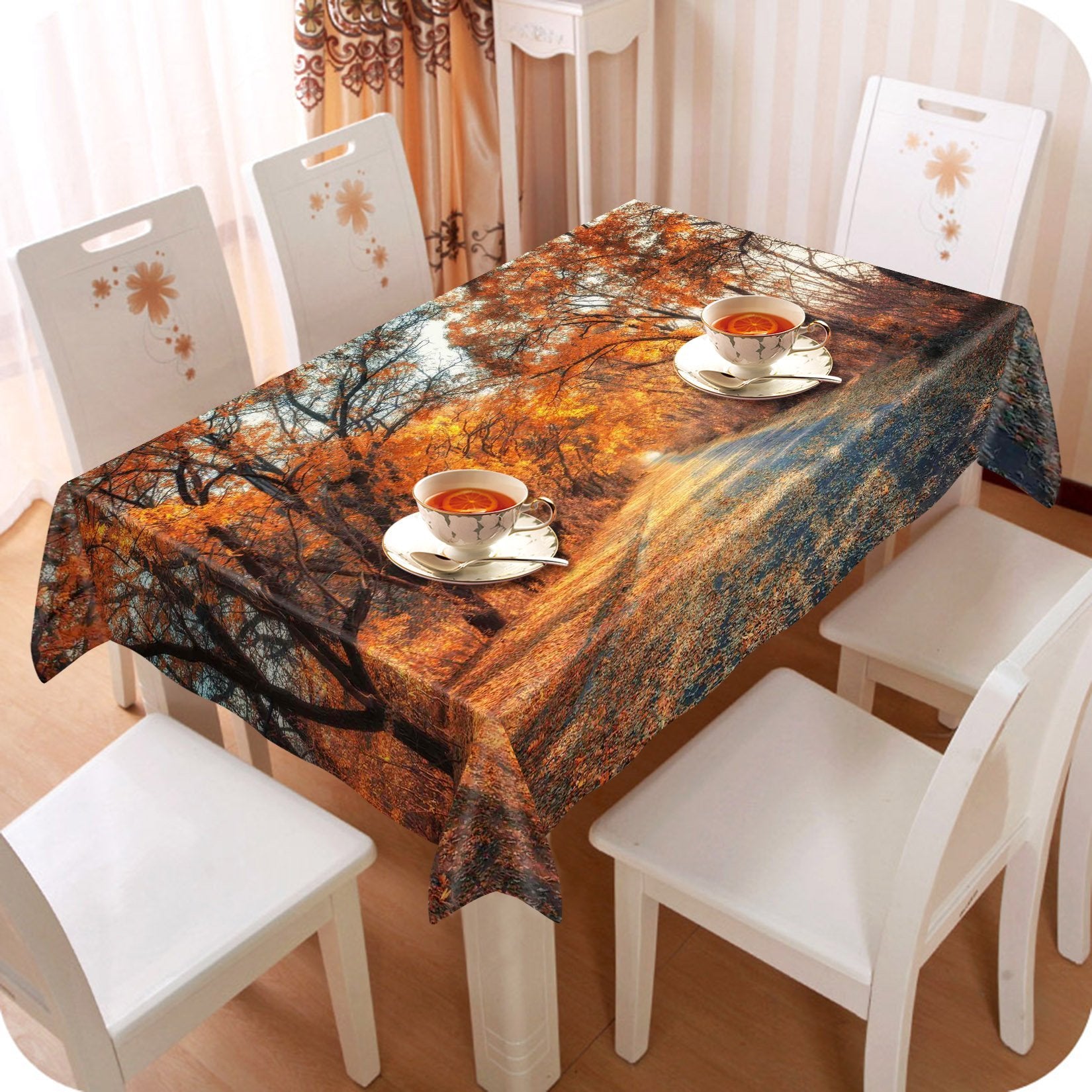 3D Roadside Trees Fallen Leaves 532 Tablecloths Wallpaper AJ Wallpaper