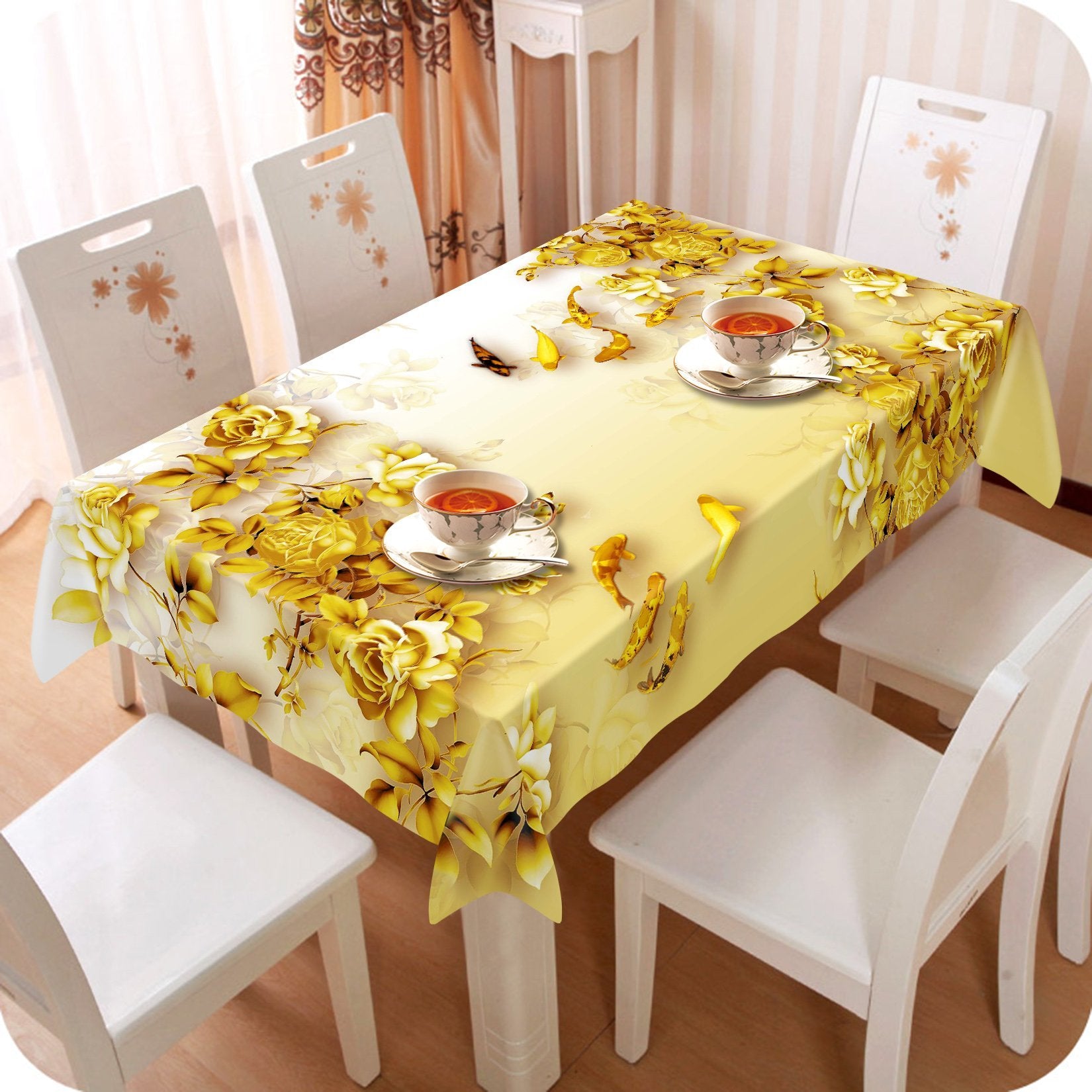 3D Flowers And Fishes 203 Tablecloths Wallpaper AJ Wallpaper