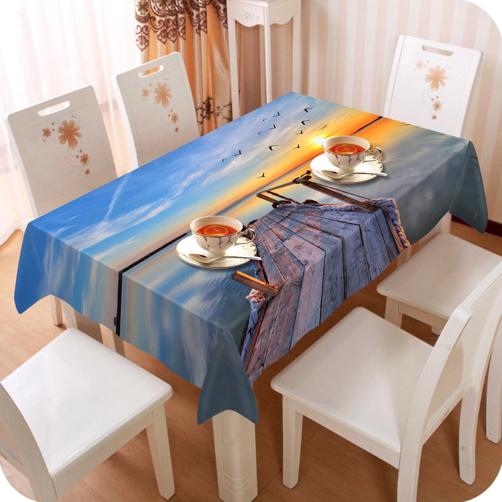 3D Sea Sunset Birds 489 Tablecloths Wallpaper AJ Wallpaper