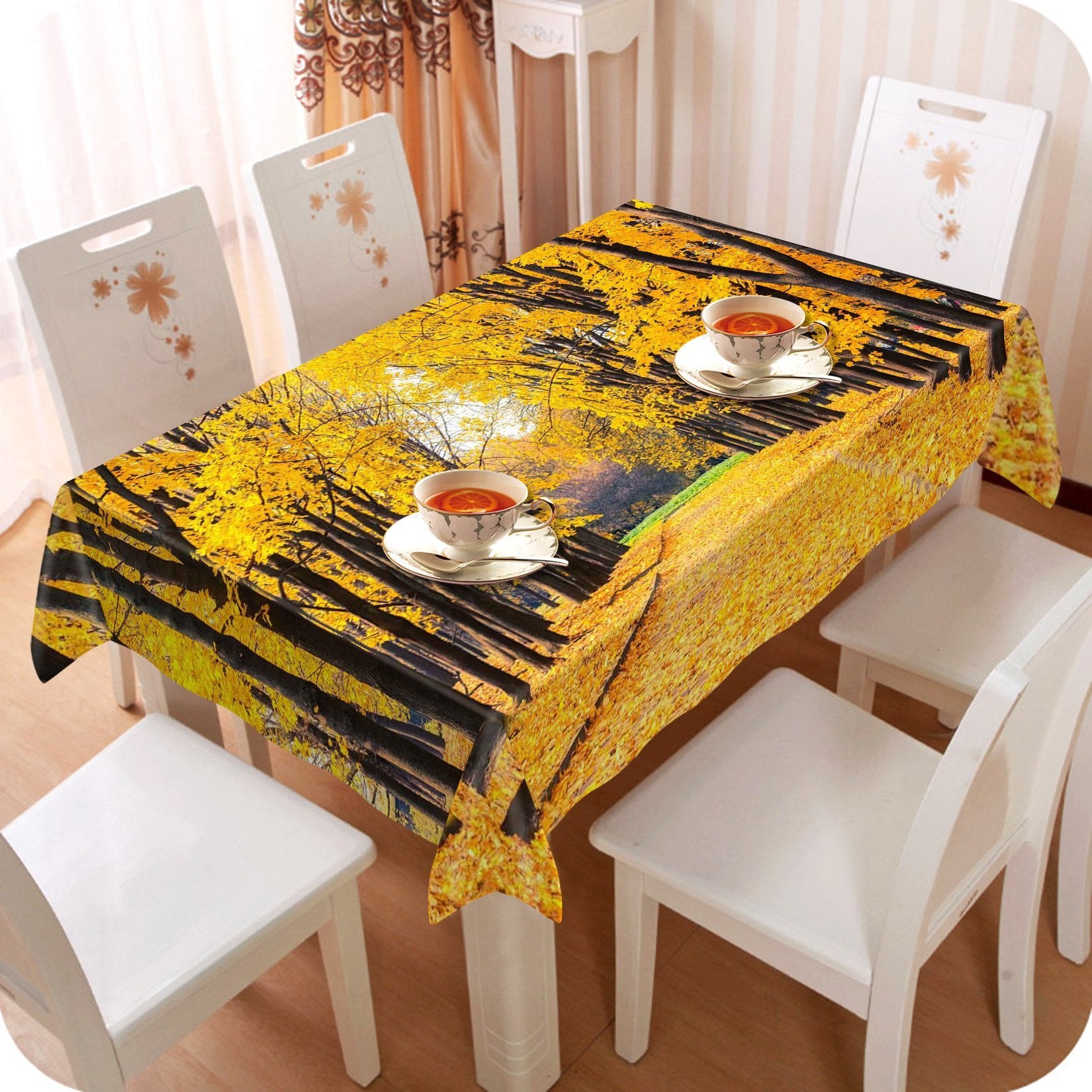 3D Orange Trees Fallen Leaves 571 Tablecloths Wallpaper AJ Wallpaper