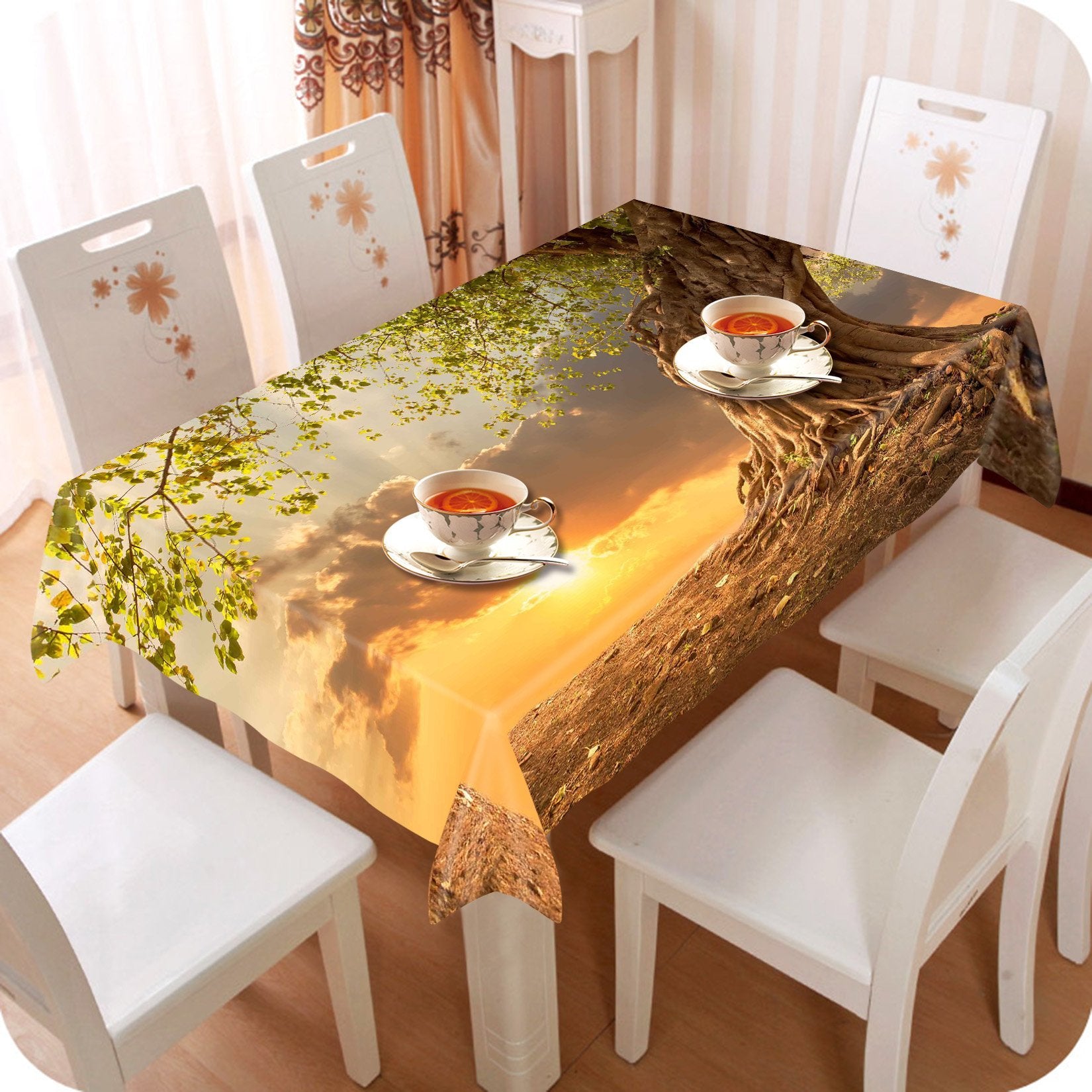 3D Tree Sunset Scenery 755 Tablecloths Wallpaper AJ Wallpaper