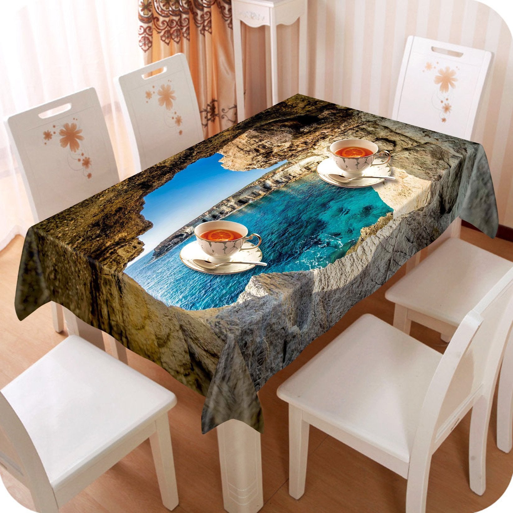 3D Coast Cave Sea Scenery 669 Tablecloths Wallpaper AJ Wallpaper
