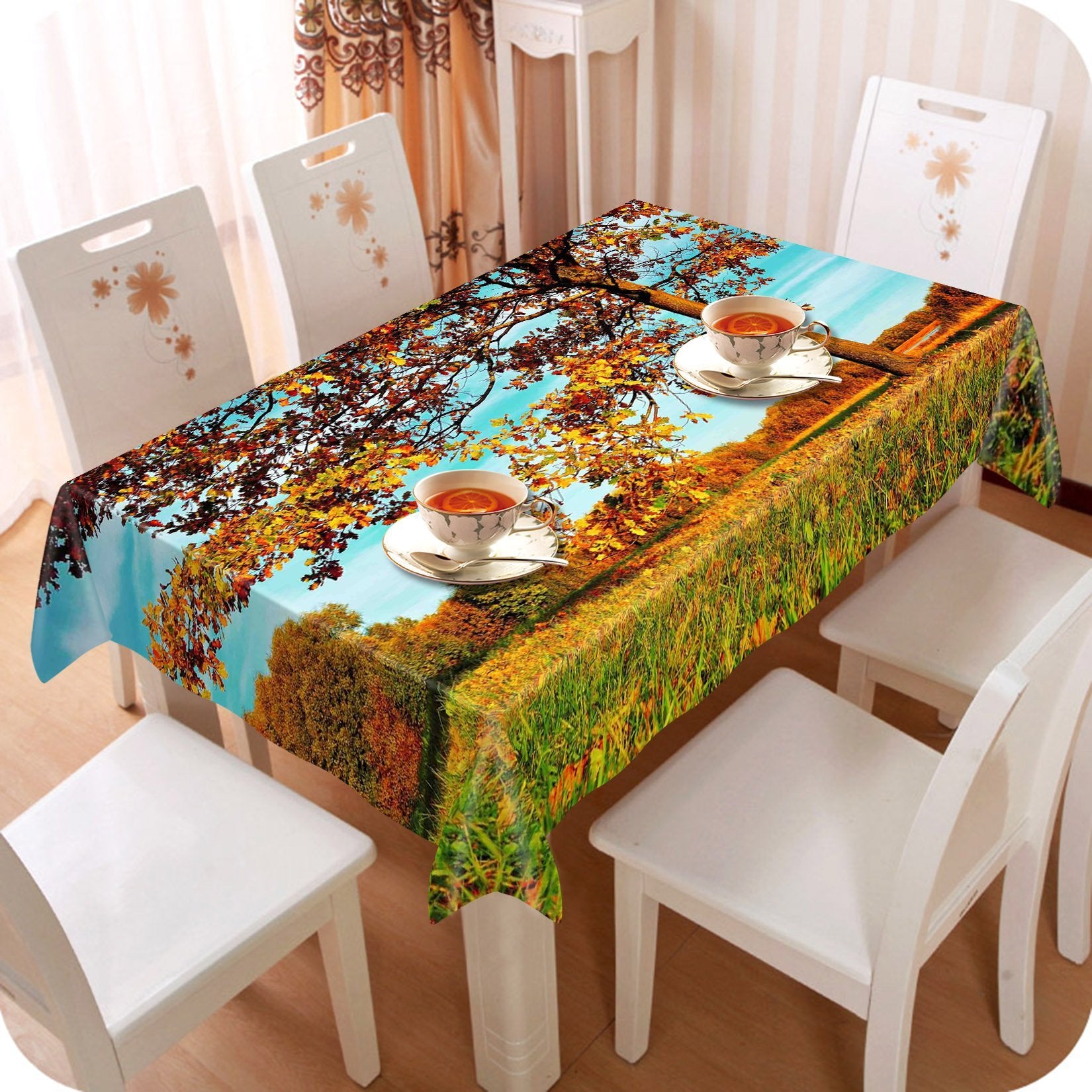 3D Grassland Trees Fallen Leaves 529 Tablecloths Wallpaper AJ Wallpaper