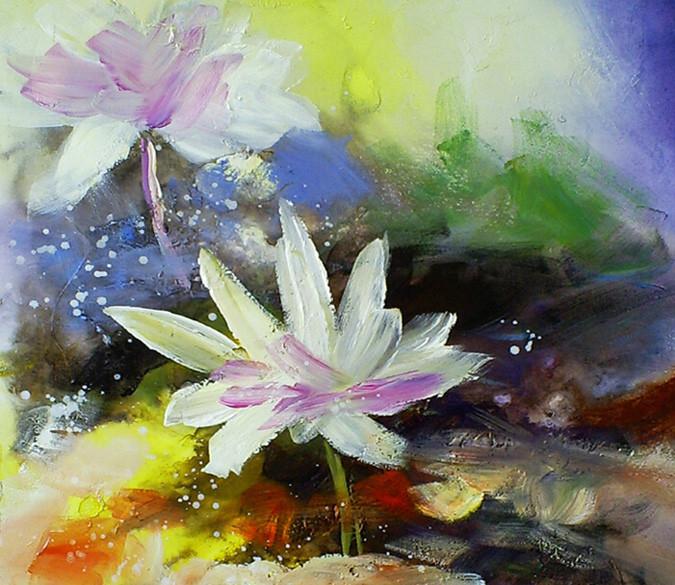 Lotus Oil Painting Wallpaper AJ Wallpaper