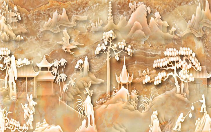 3D Carving Building Mountain Wallpaper AJ Wallpaper 1