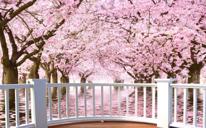 3D Pink Dream Railing Flower Wallpaper AJ Wallpaper 1