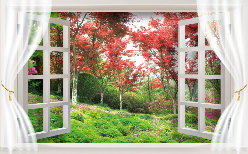 Window Maple Trees Wallpaper AJ Wallpaper 2