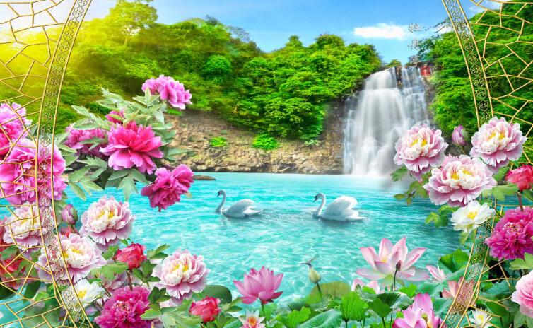 Poetic Landscape Flowers Wallpaper AJ Wallpaper 1