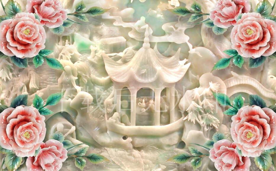 3D Charming Flower Pavilion Wallpaper AJ Wallpaper 1