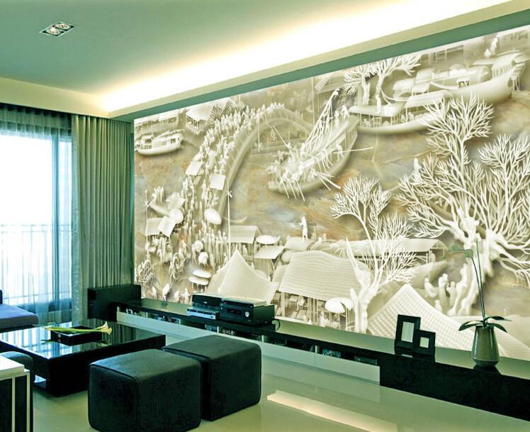 3D Jade Bridge House Wallpaper AJ Wallpaper 1