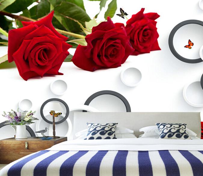 Red Roses Circles Wallpaper AJ Wallpaper