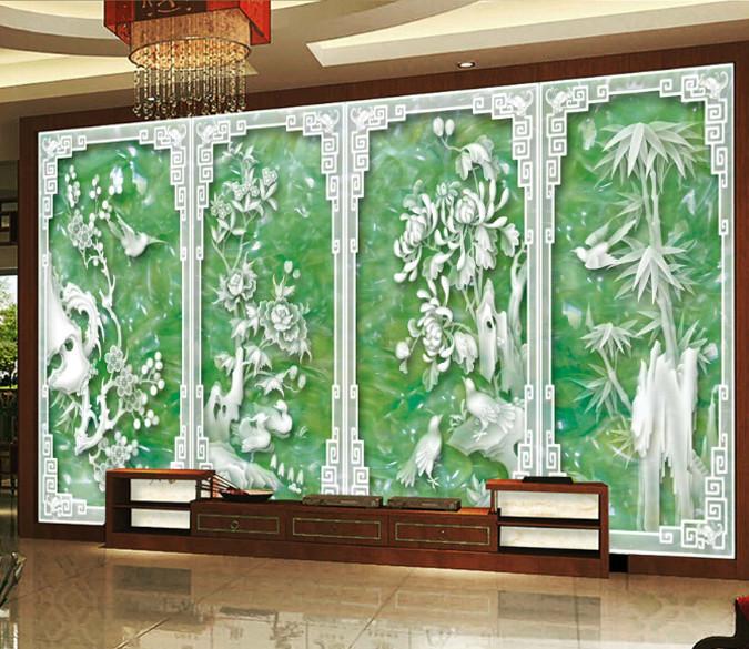 Jade Flowers Wild Goose Wallpaper AJ Wallpaper 1